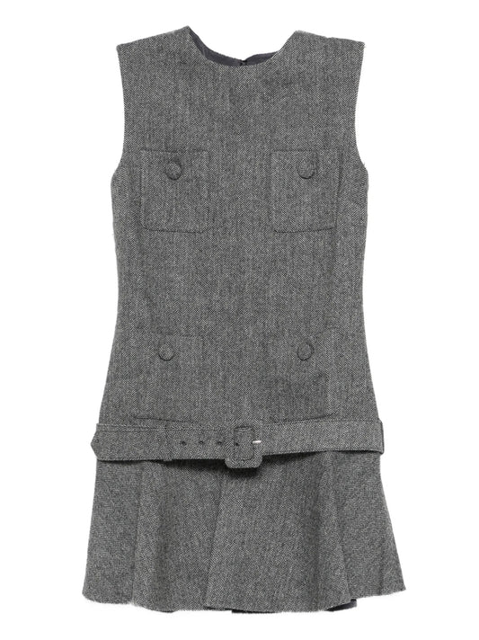 herringbone buckled mini dress