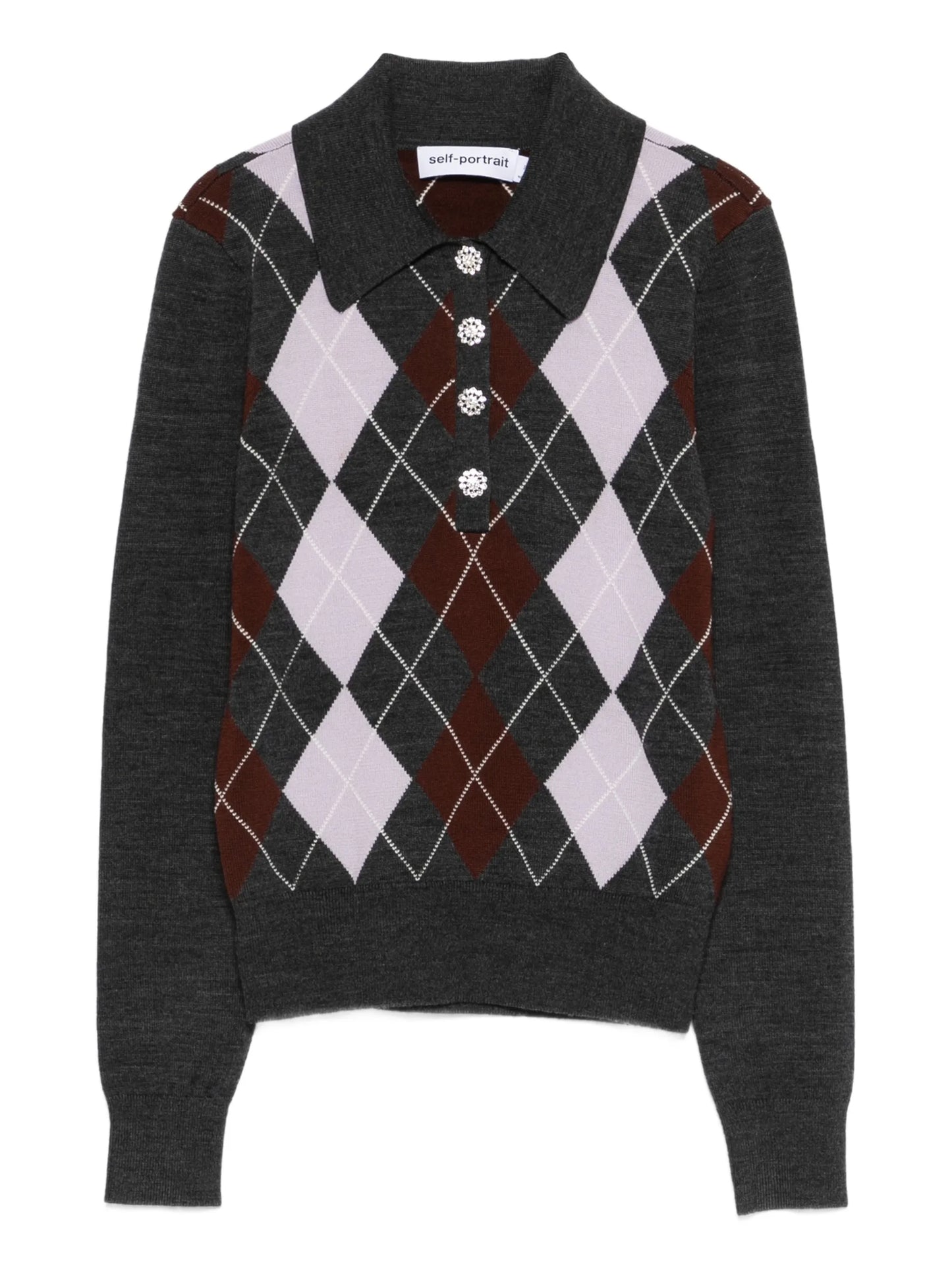 ribbed-knit polo top
