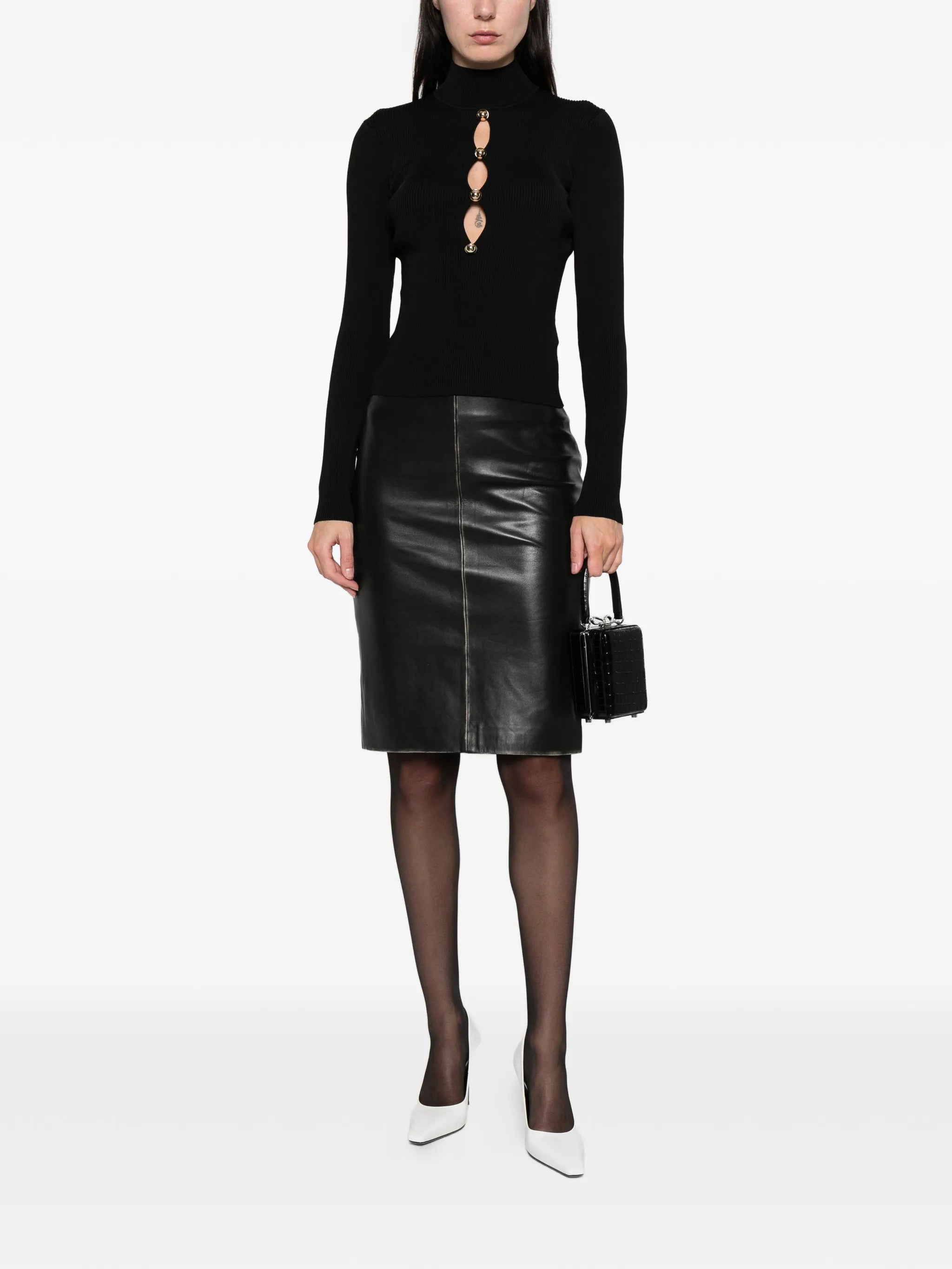 long-sleeve ribbed-knit top