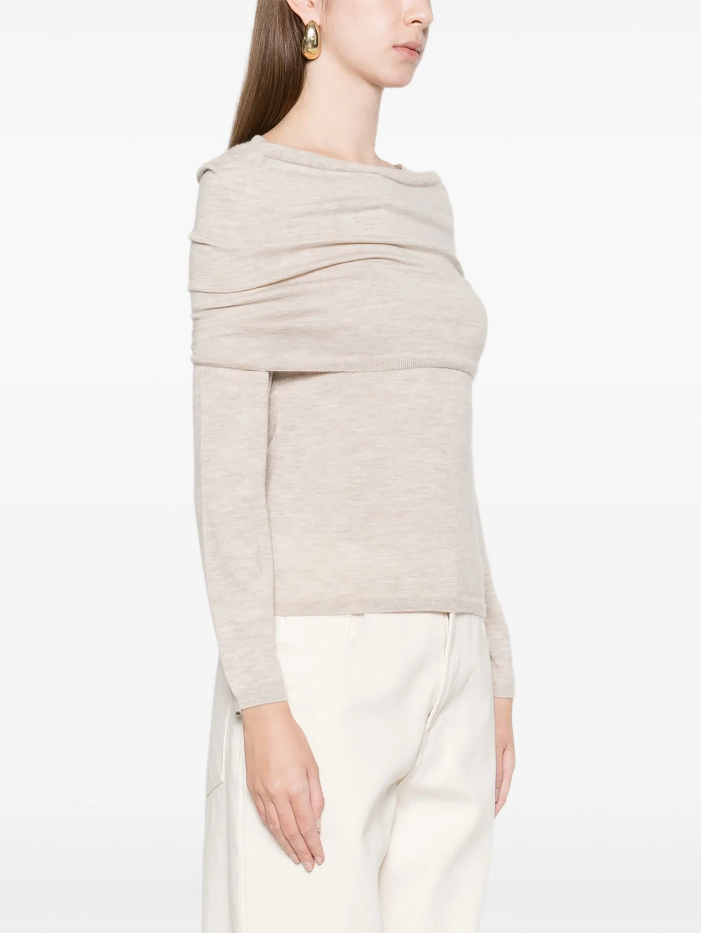 off-shoulder coordinated knitwear