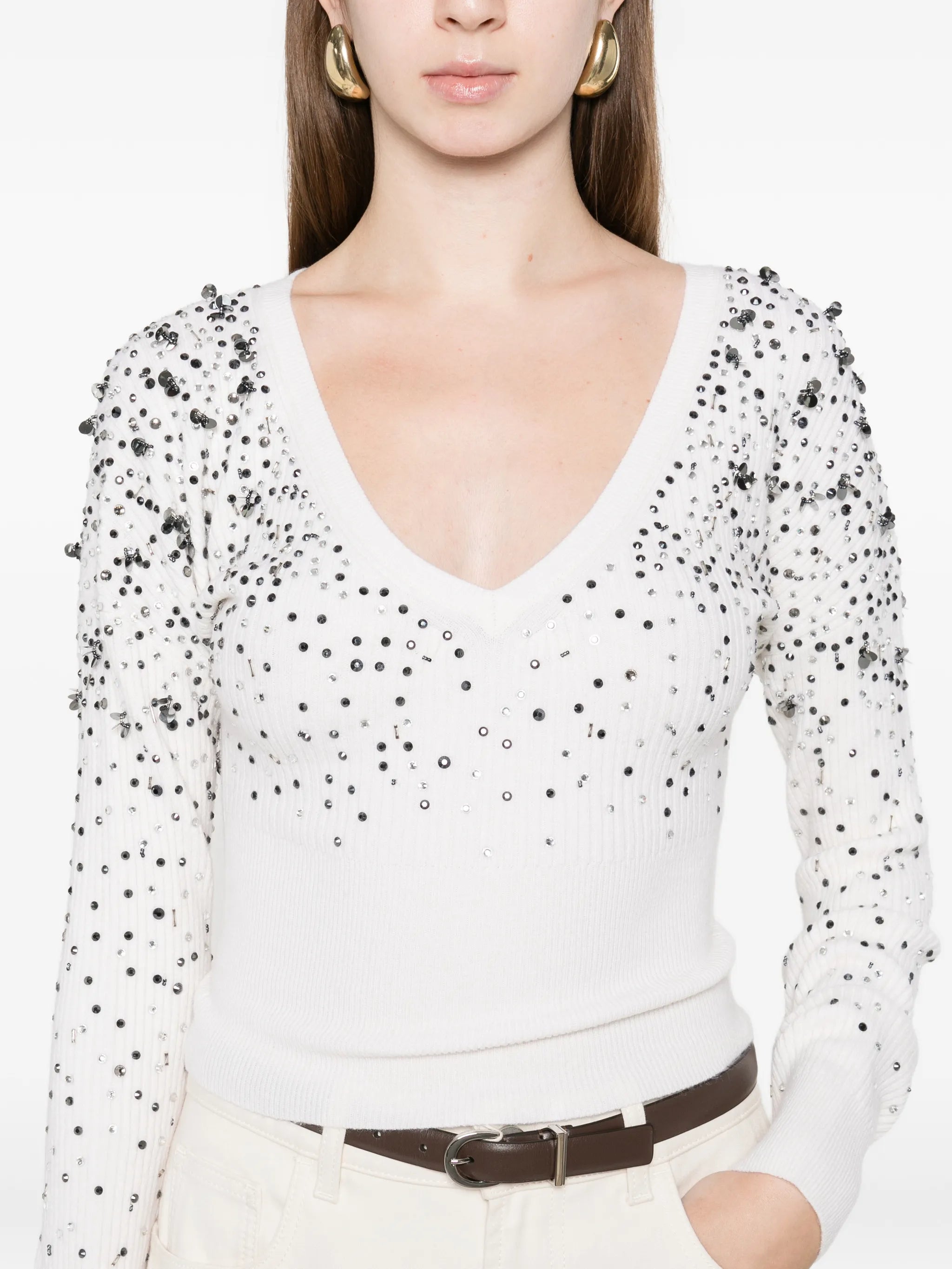 sequin v-neck knitwear