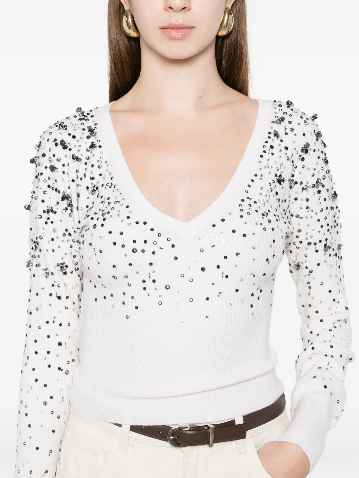 sequin v-neck knitwear