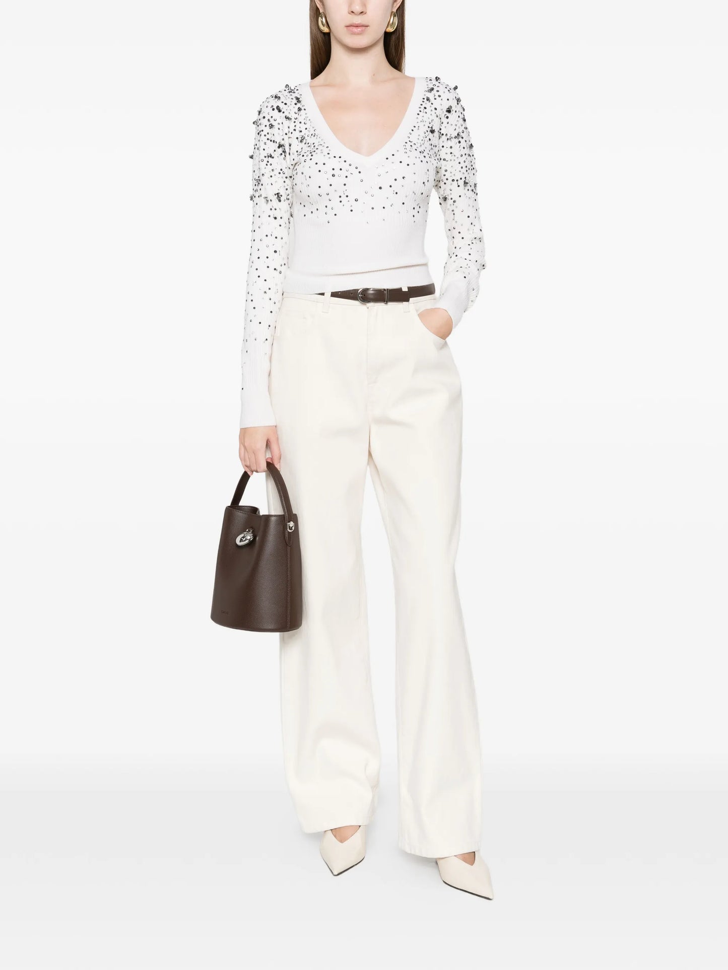 sequin v-neck knitwear