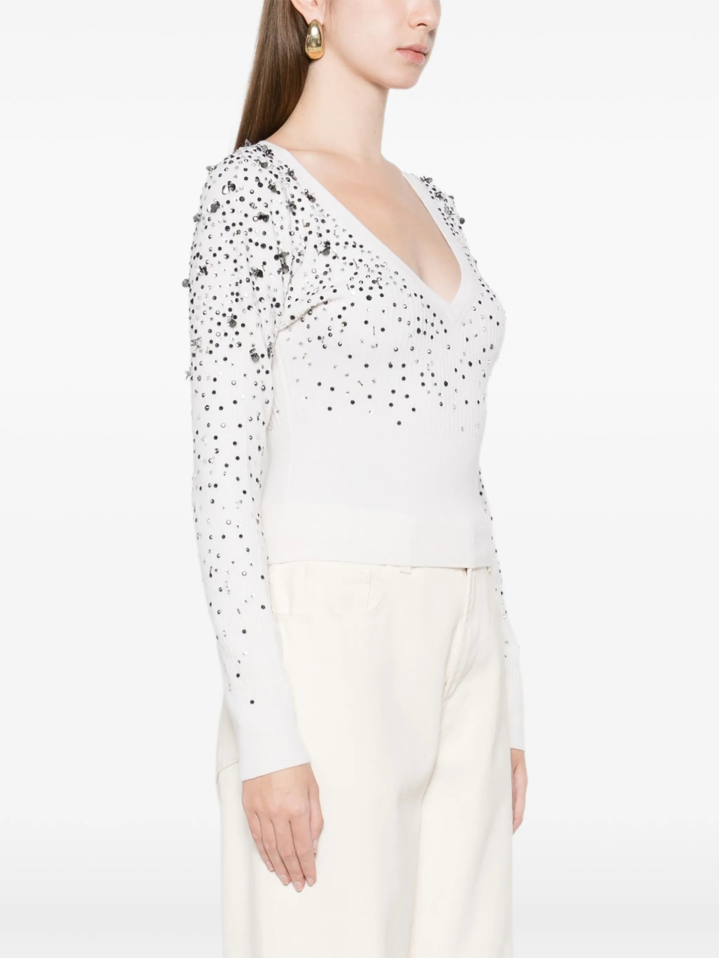 sequin v-neck knitwear