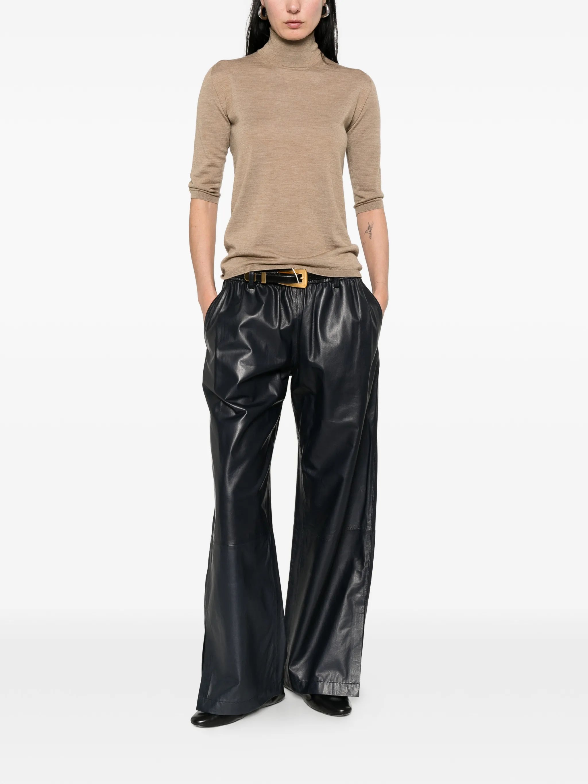 Boa turtleneck quarter-sleeve sweater