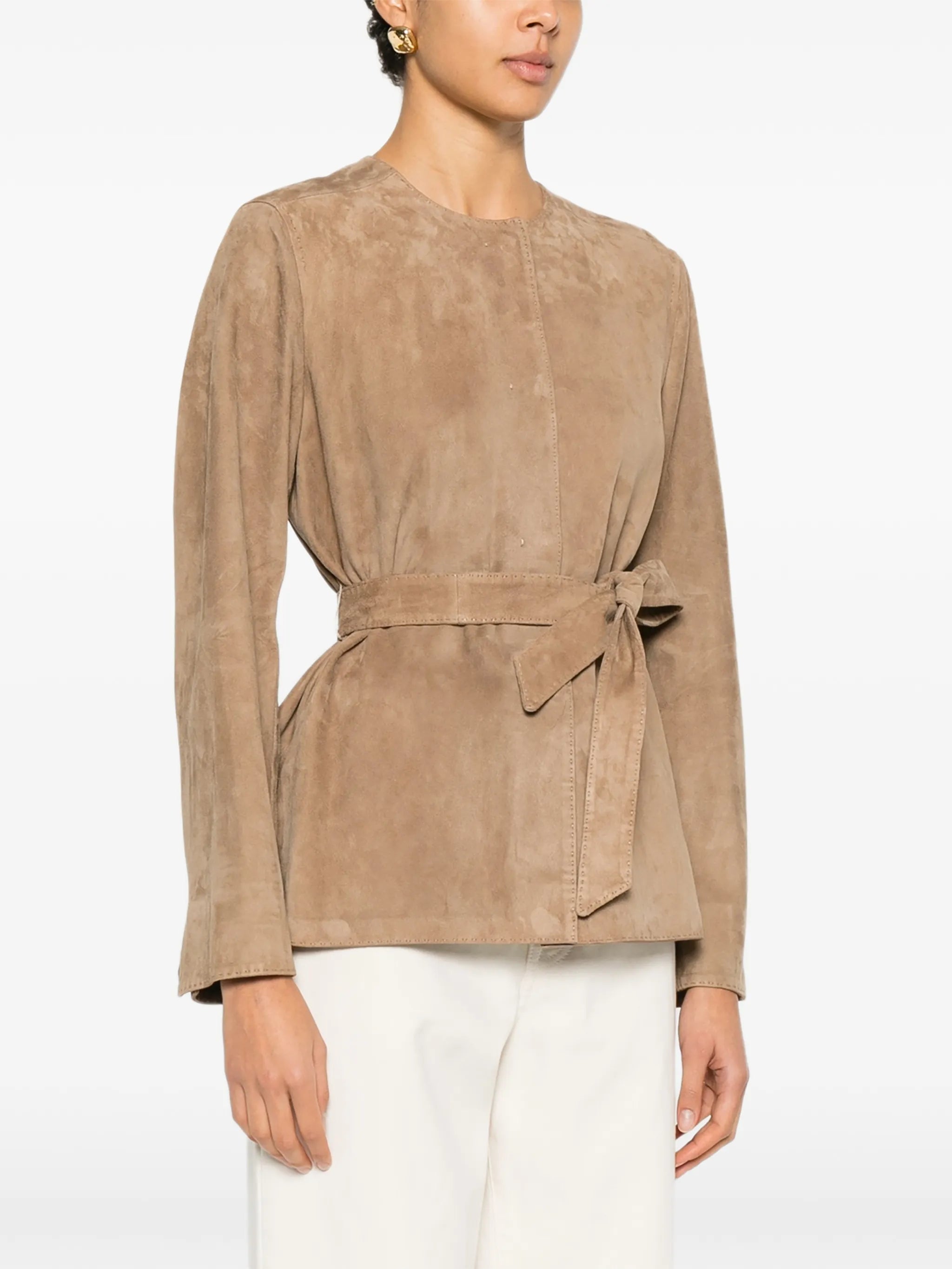 belted suede leather jacket