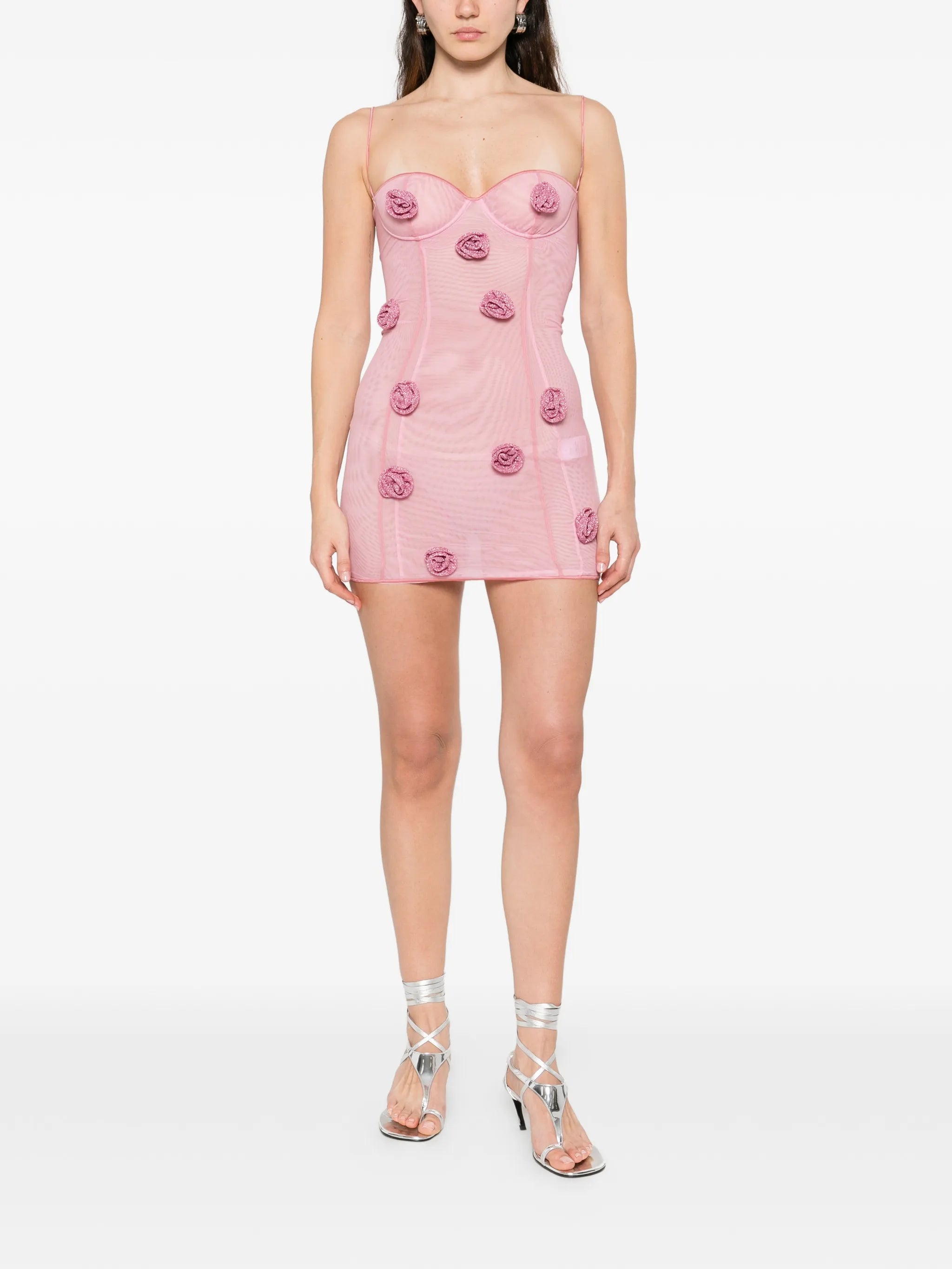 rose balconette mini dress