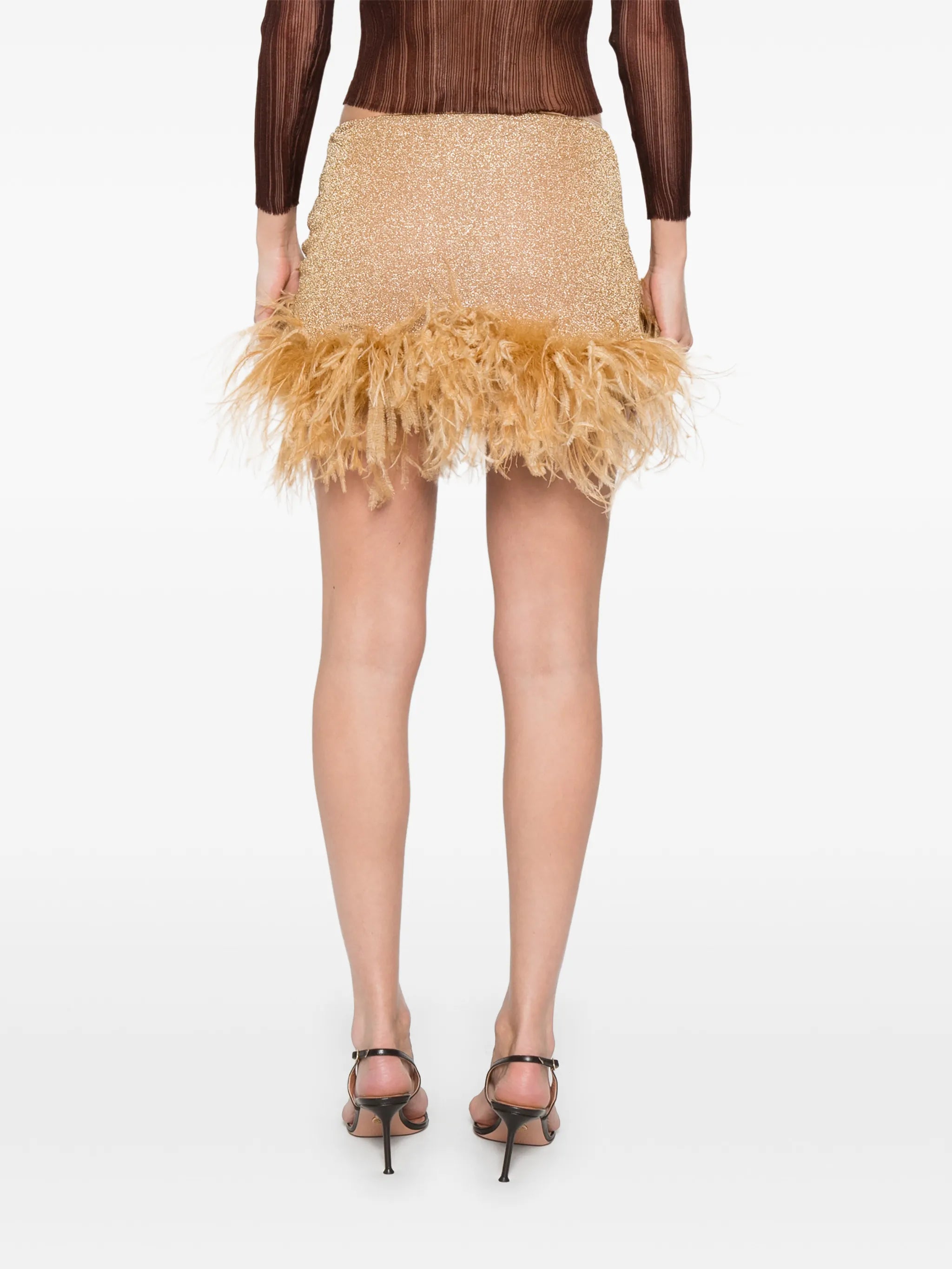 feather-trim mini skirt
