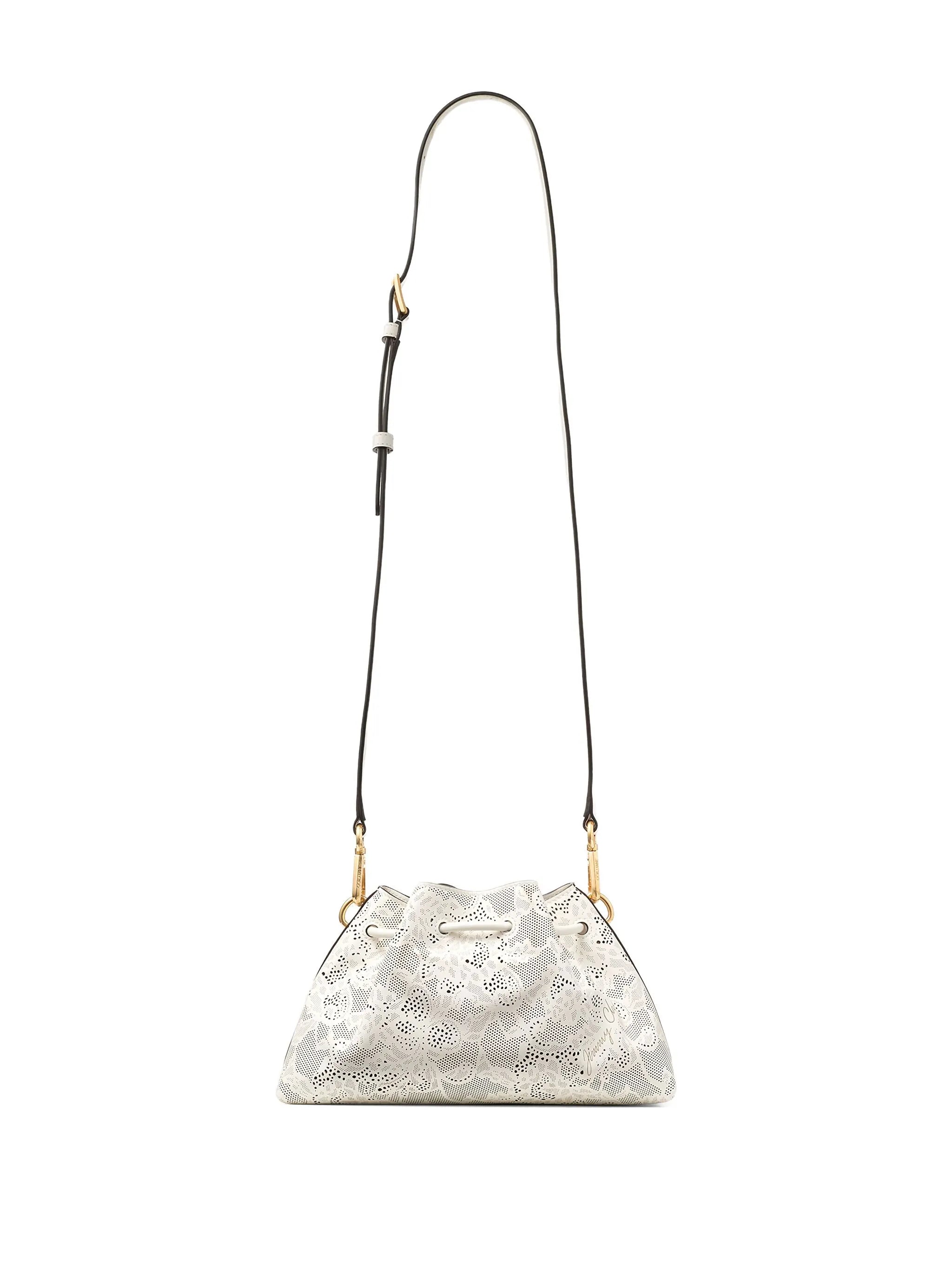 small Cinch perforated-lace drawstring shoulder bag