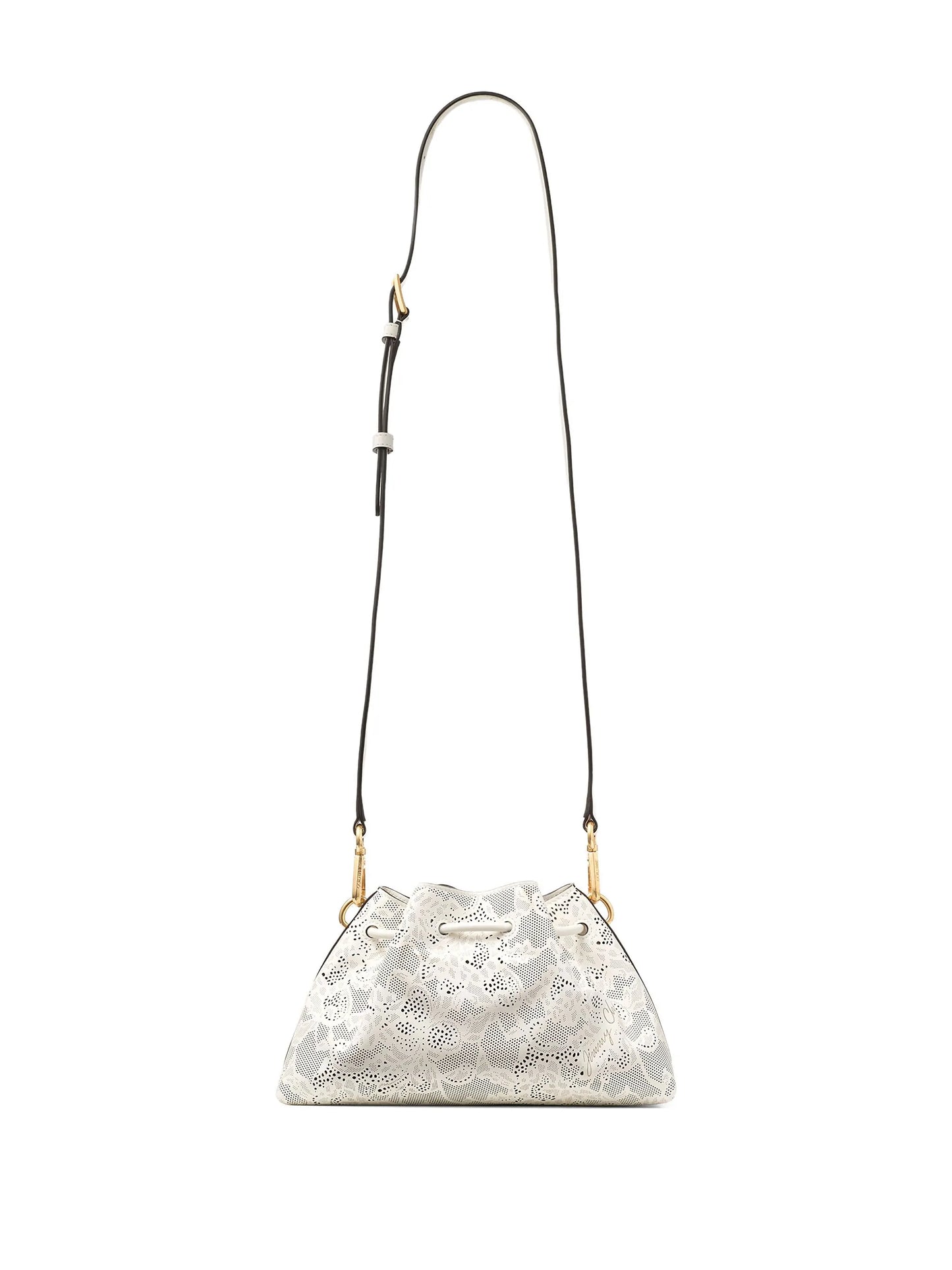 small Cinch perforated-lace drawstring shoulder bag