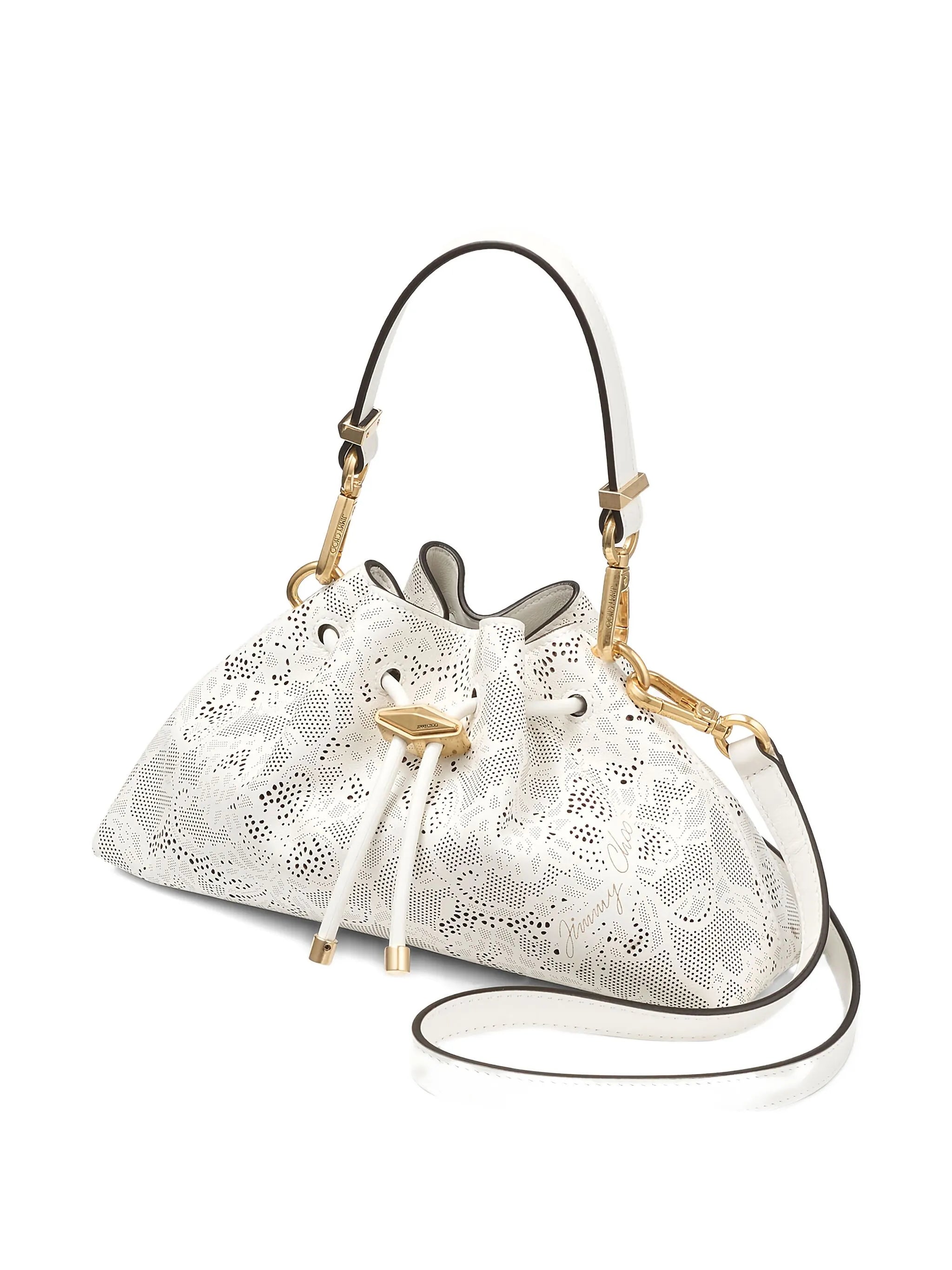 small Cinch perforated-lace drawstring shoulder bag