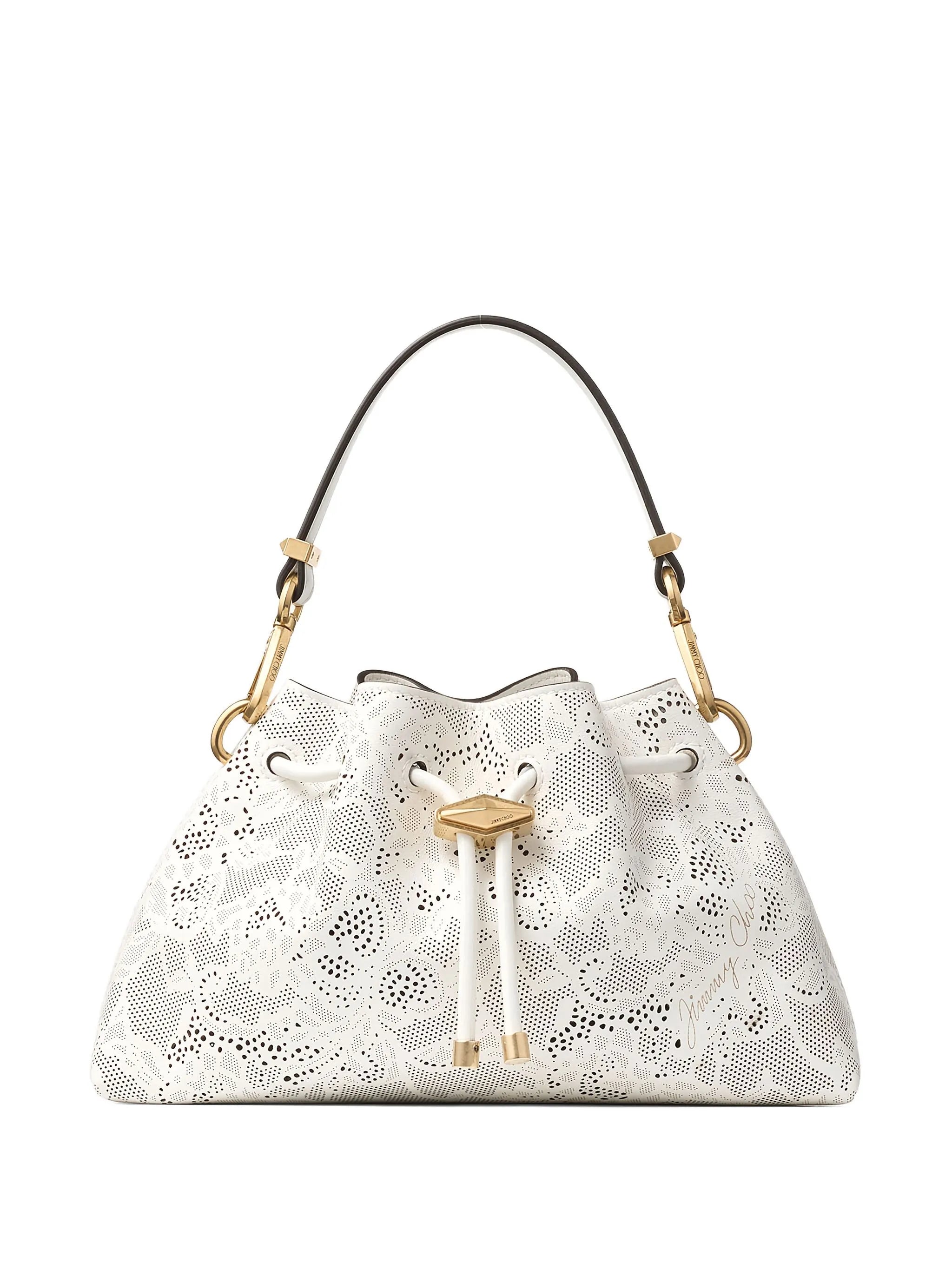 small Cinch perforated-lace drawstring shoulder bag