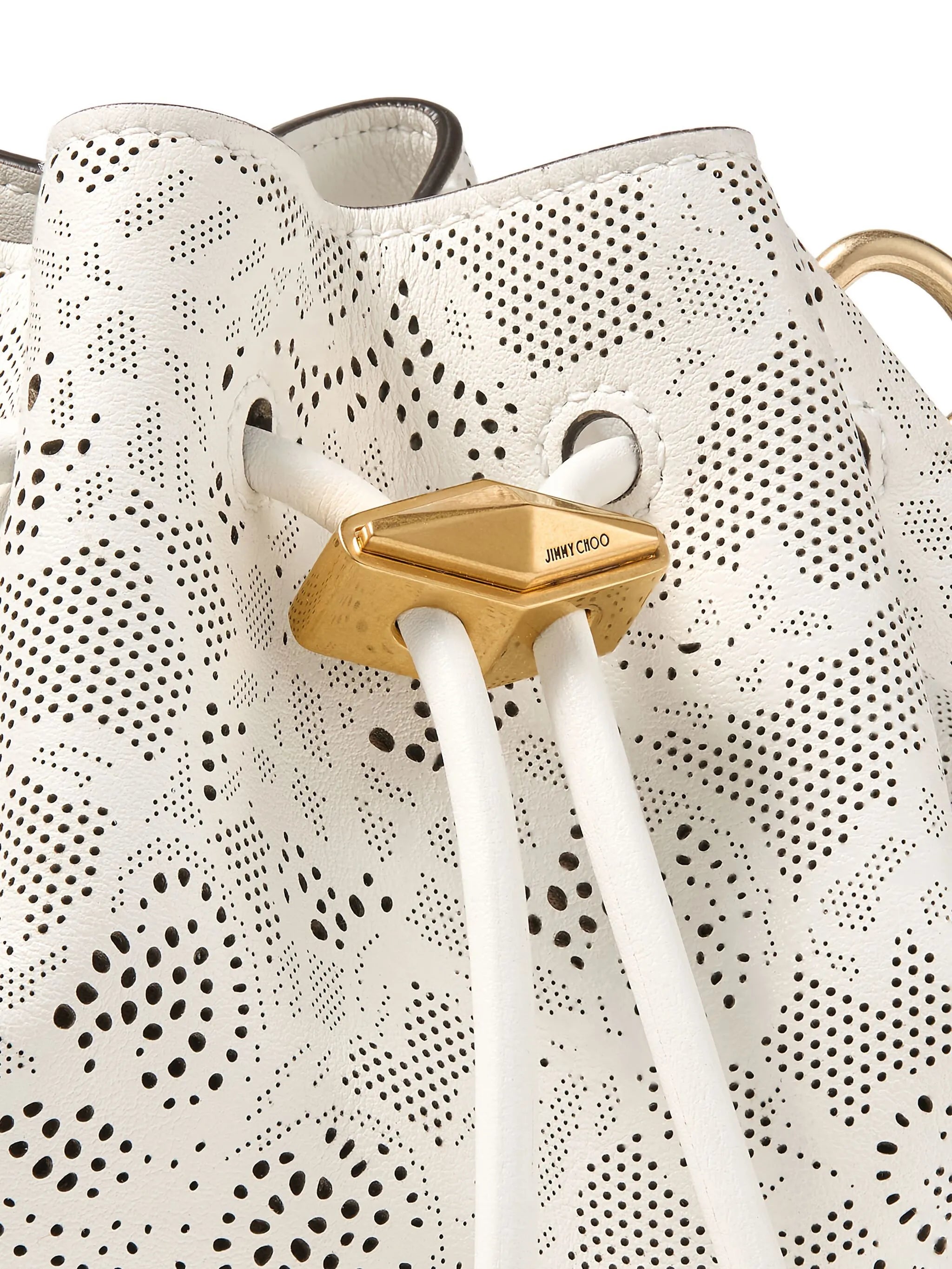 small Cinch perforated-lace drawstring shoulder bag