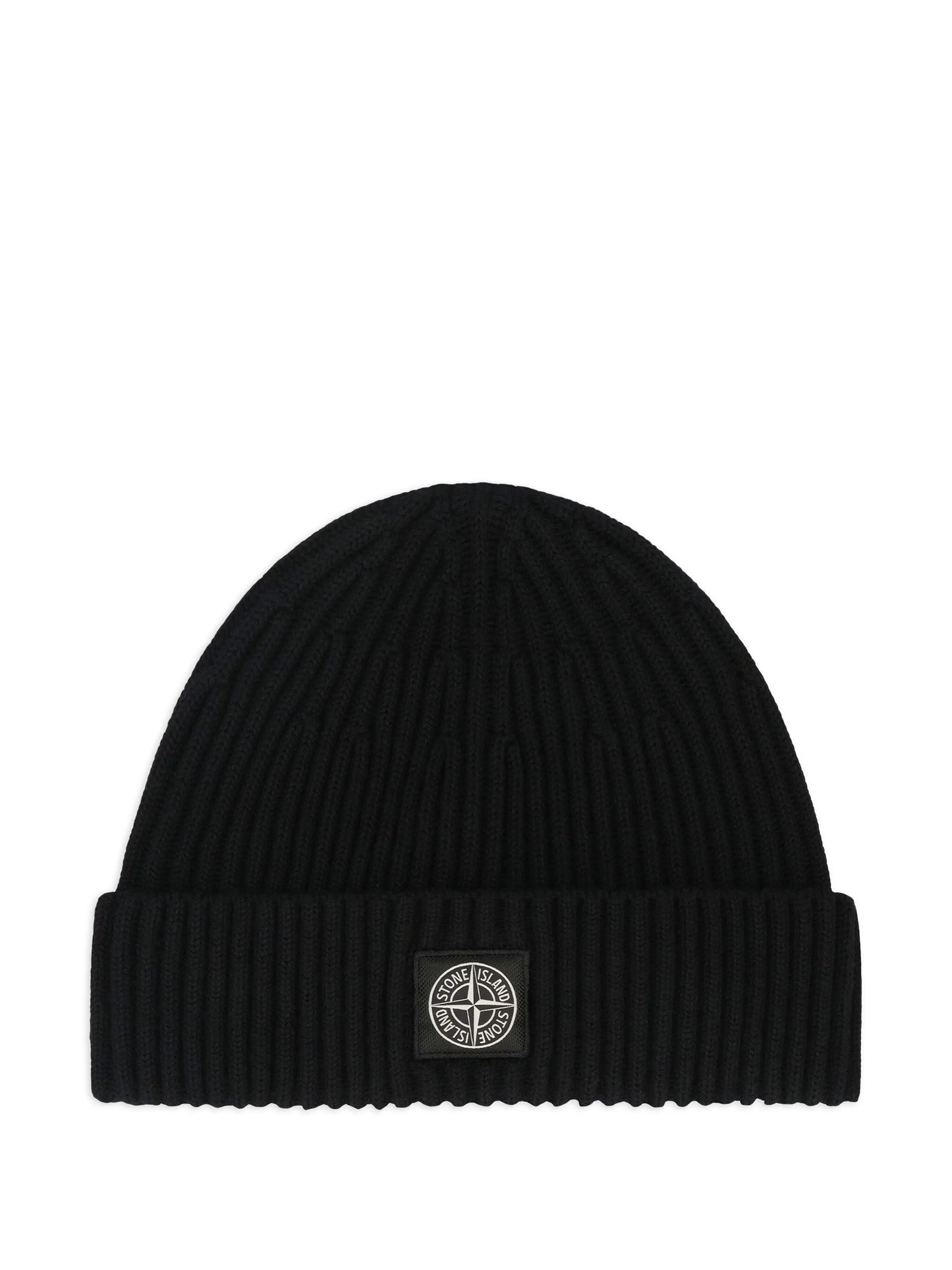 logo-patch ribbed-knit beanie hat