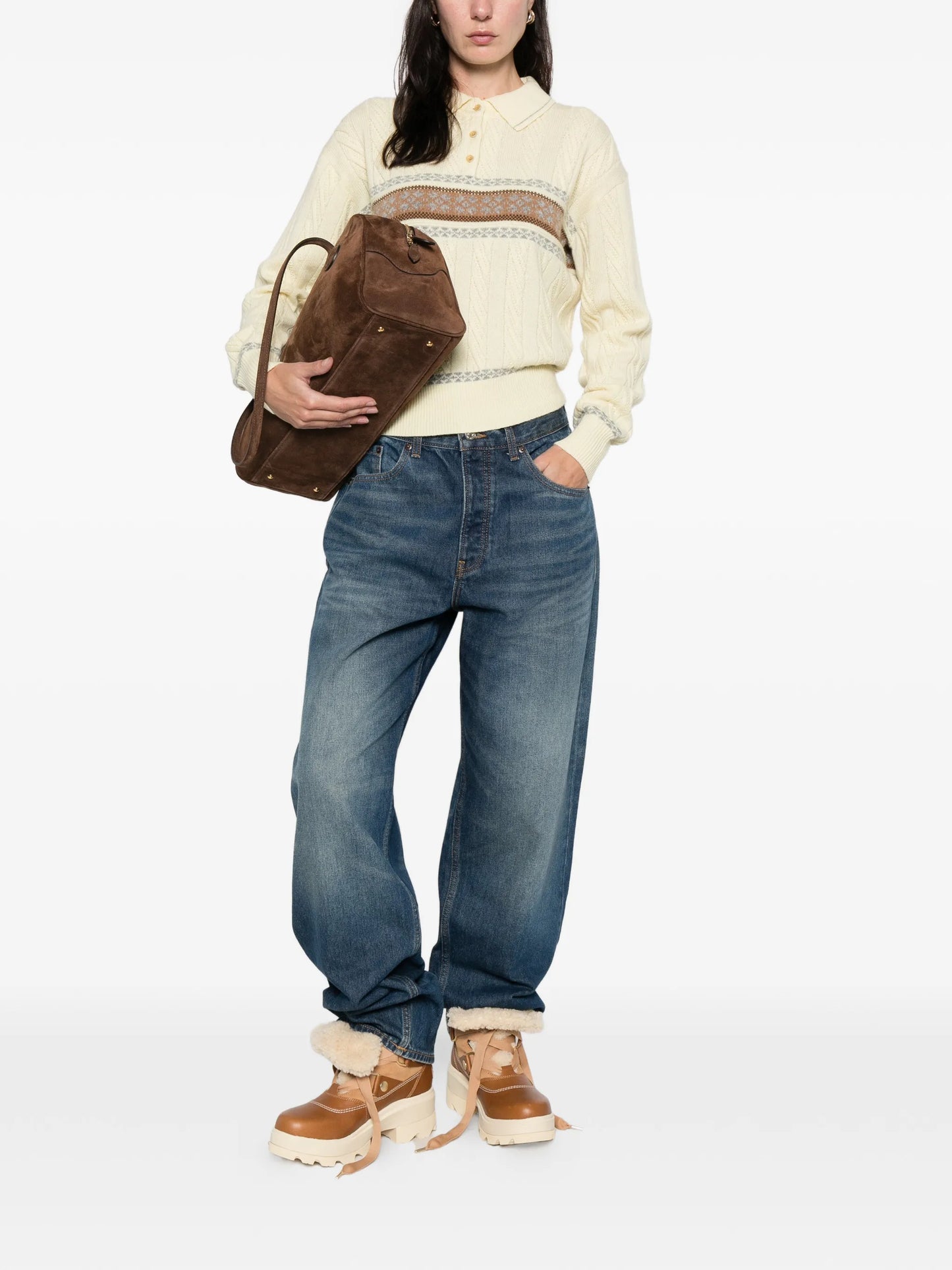 cable collegiate knitted polo top