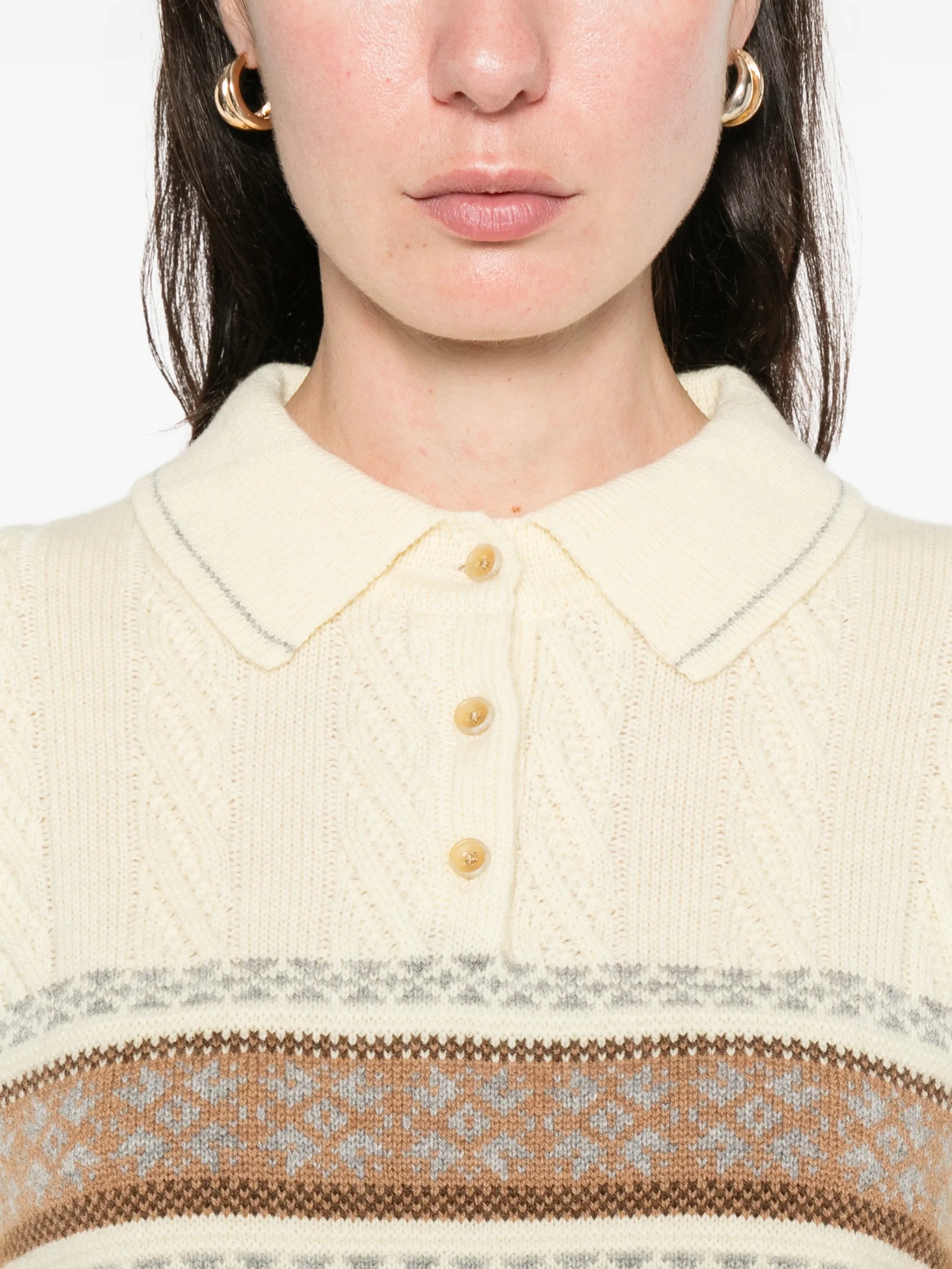 cable collegiate knitted polo top