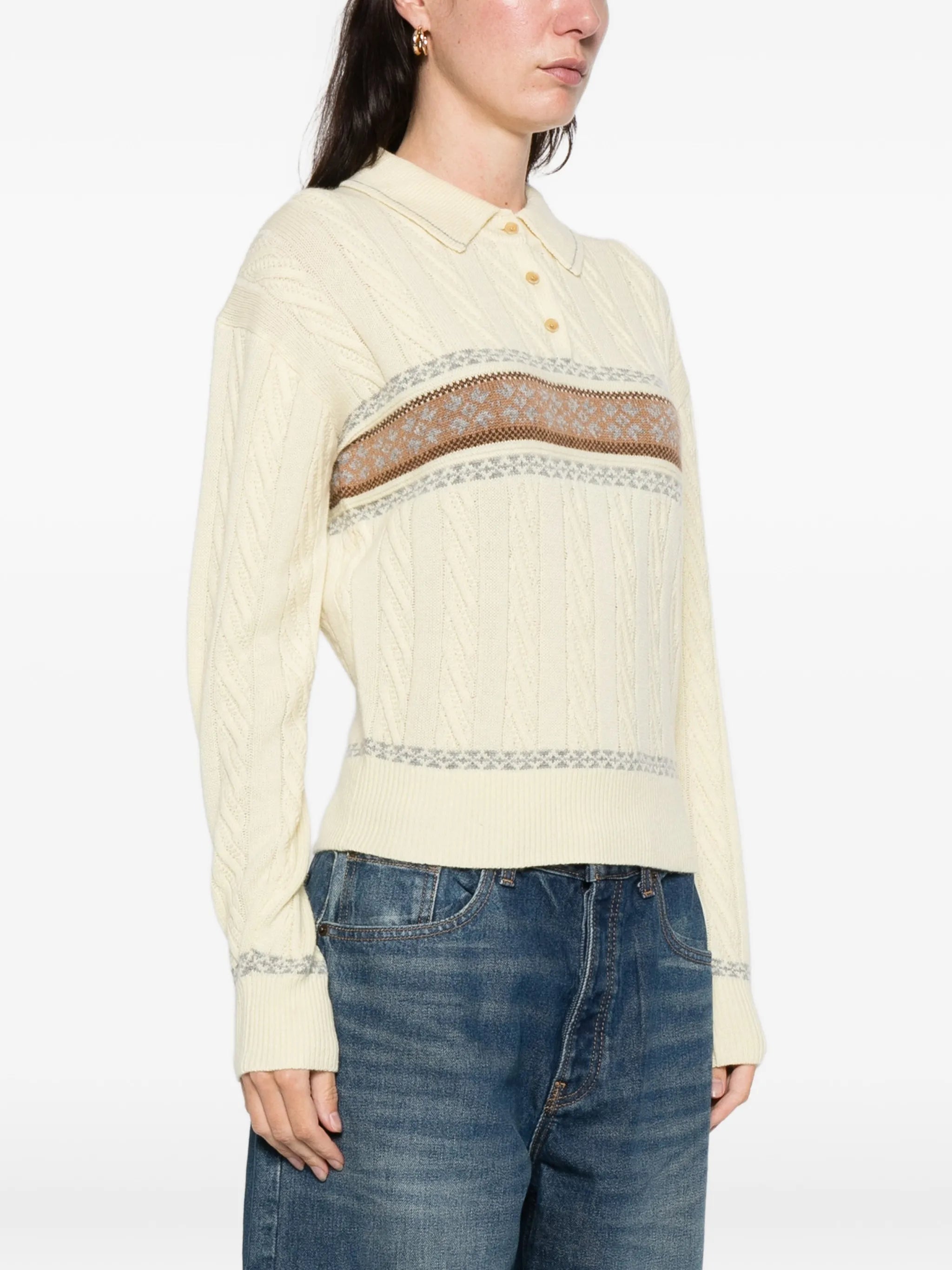cable collegiate knitted polo top