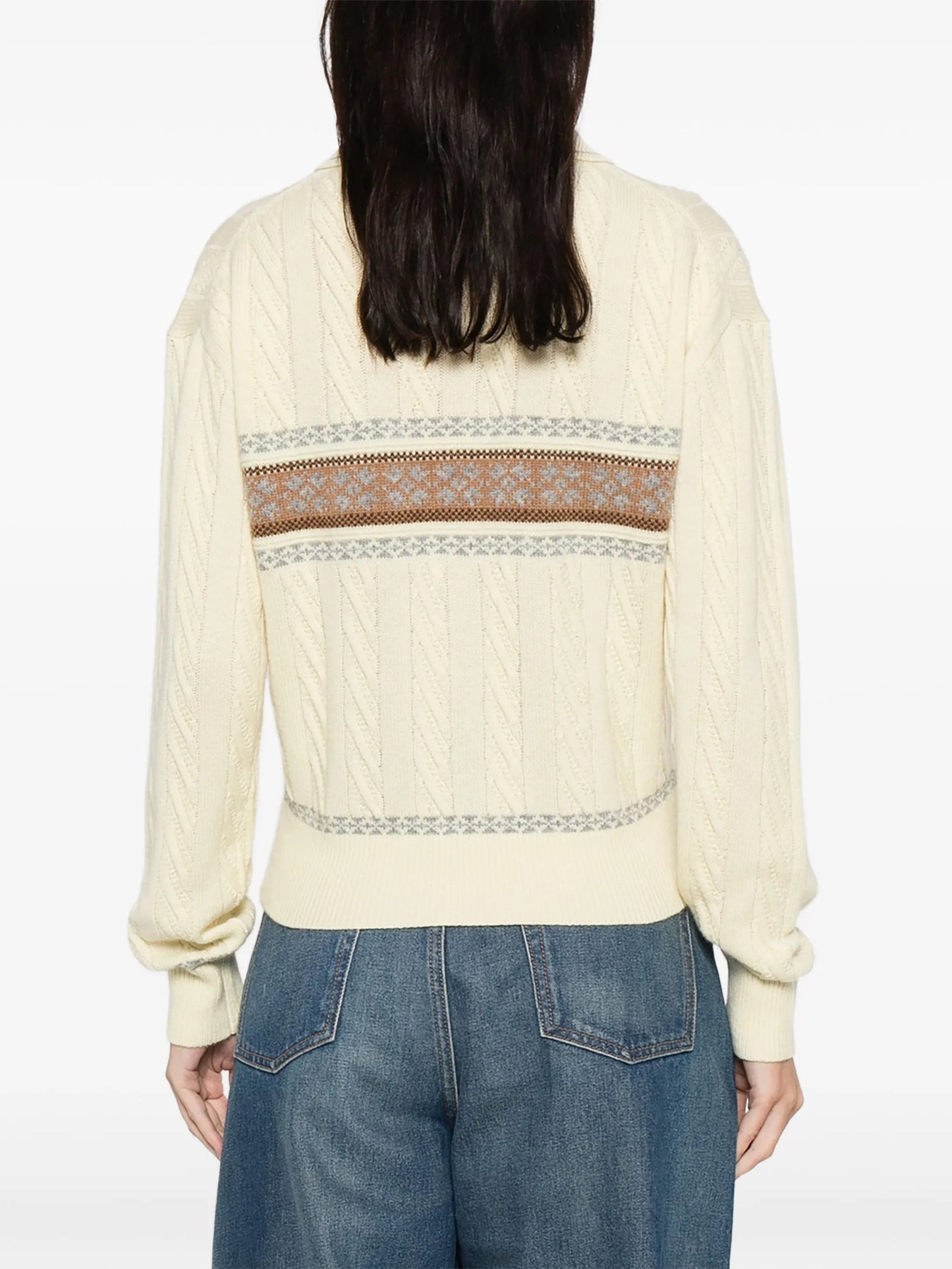 cable collegiate knitted polo top