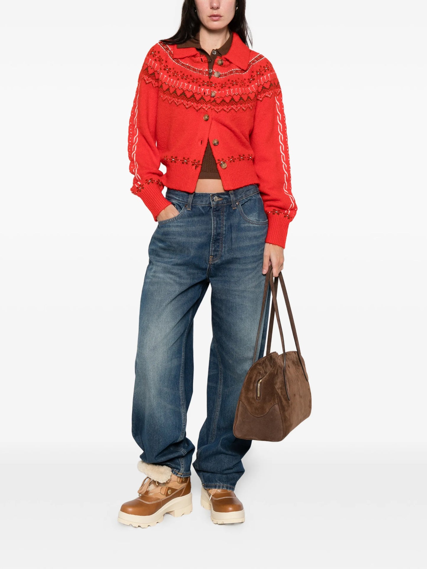patterned button cardigan