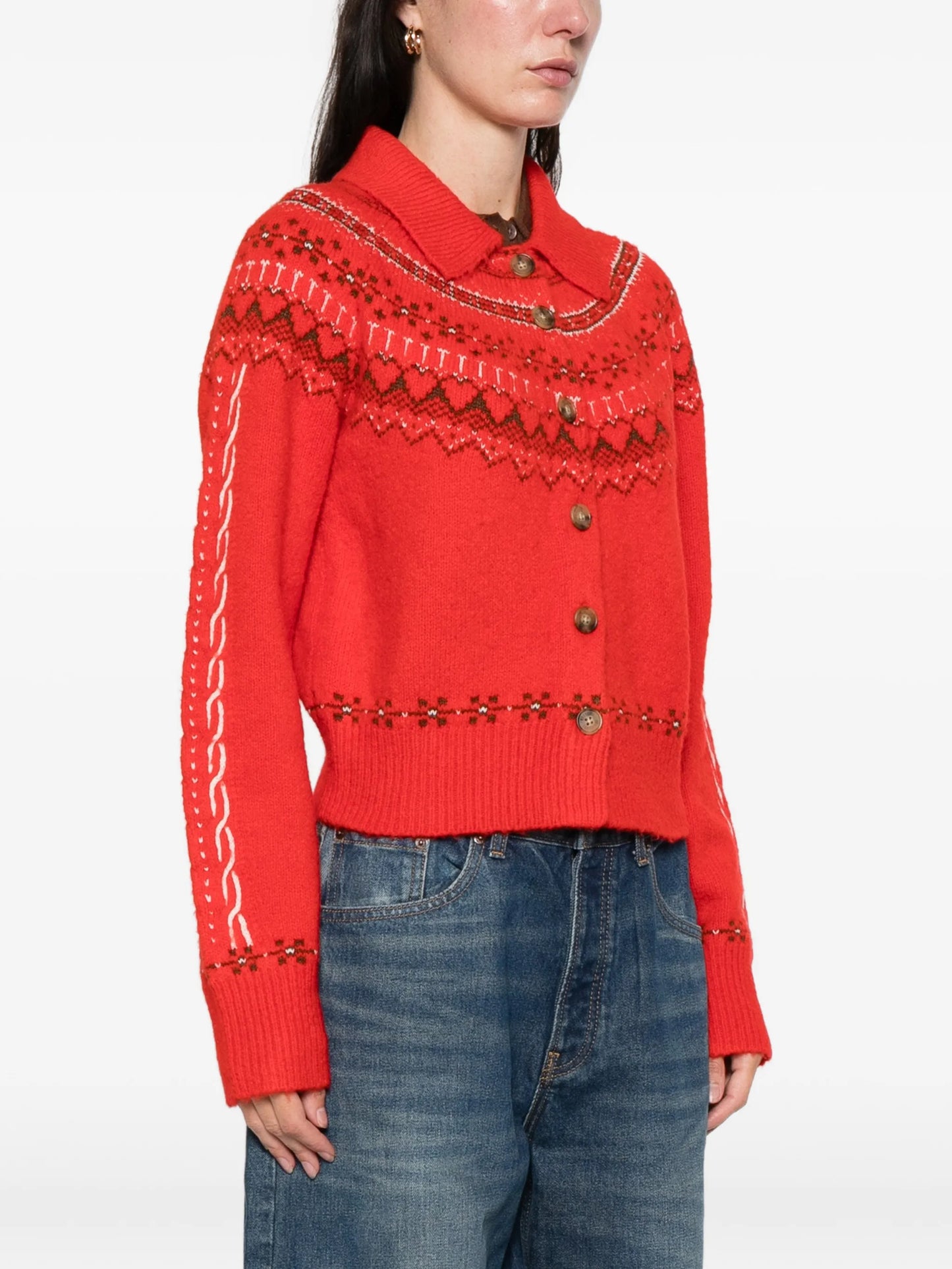 patterned button cardigan