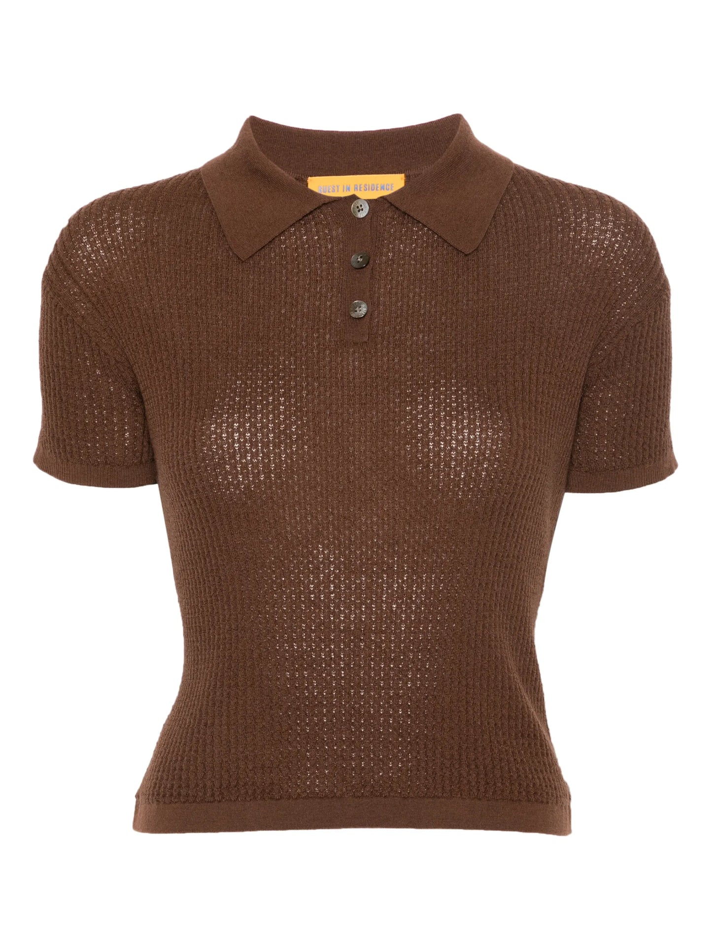 Shrunken knitted polo top