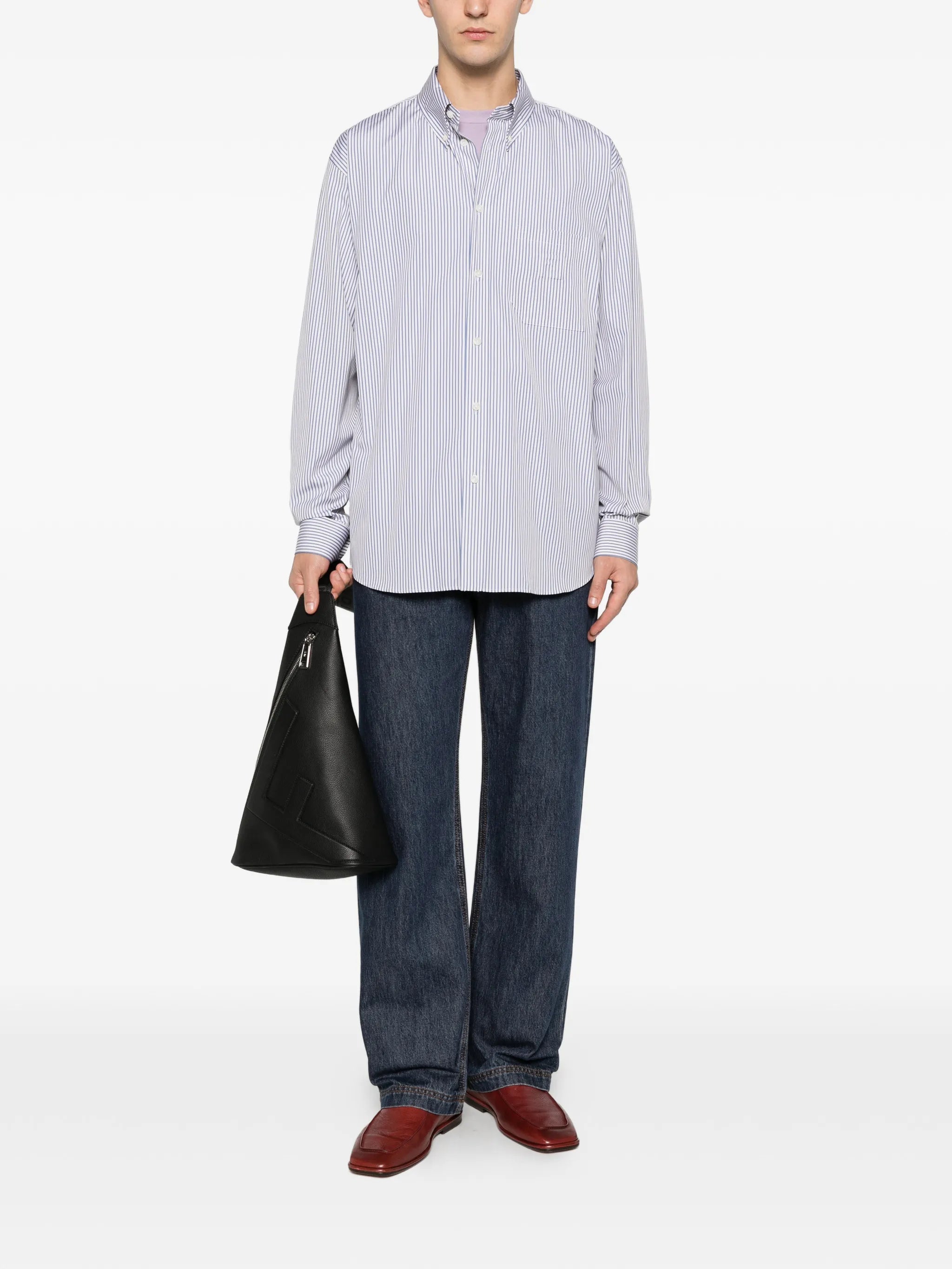 striped long-sleeved shirt