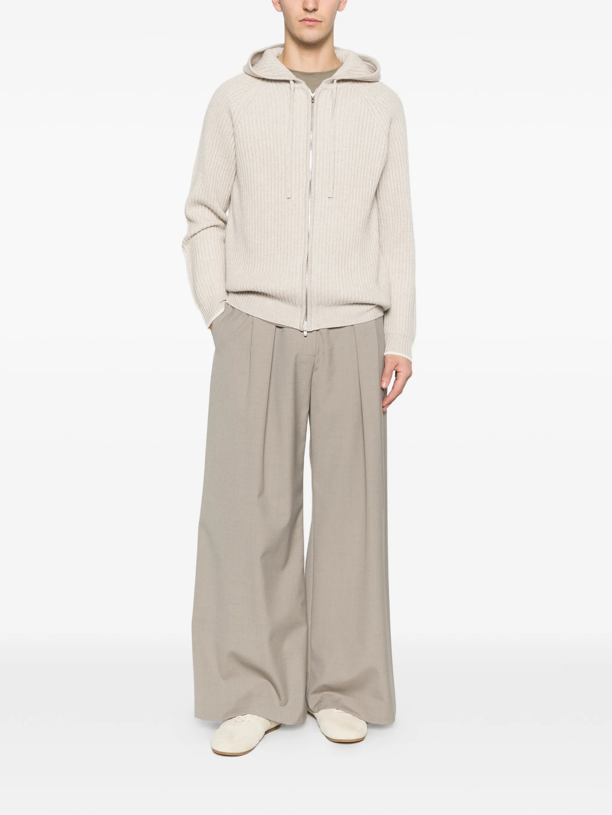 zip-up hooded cardigan