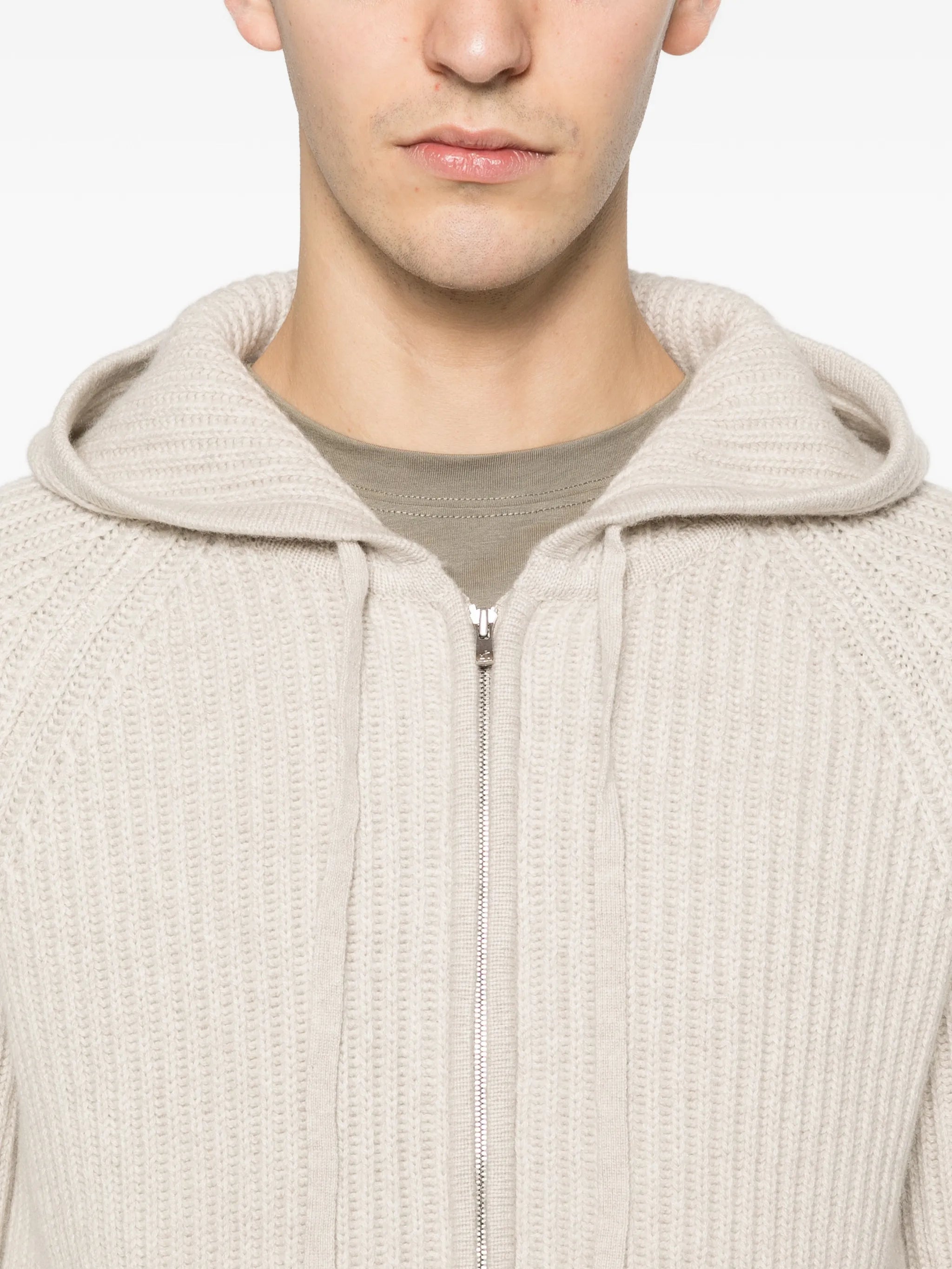 zip-up hooded cardigan