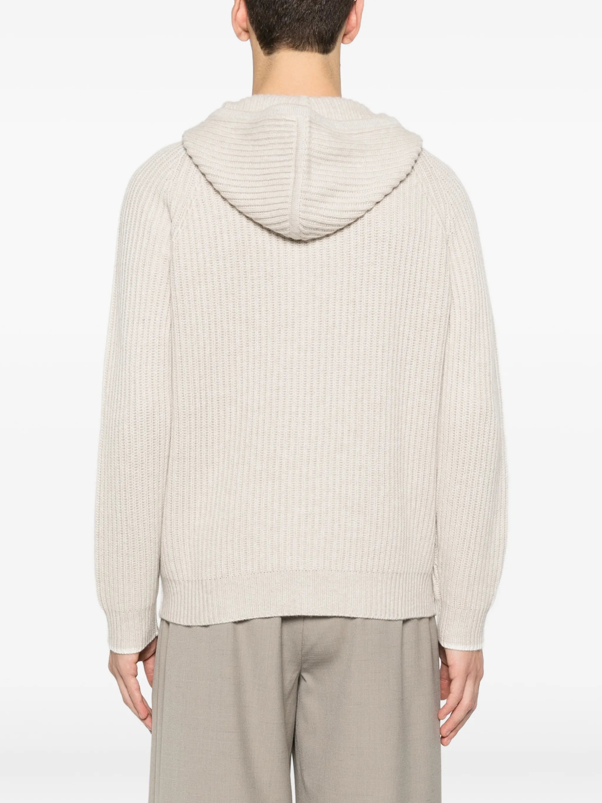 zip-up hooded cardigan