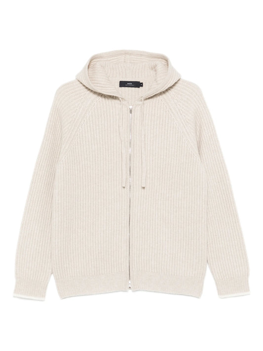 zip-up hooded cardigan