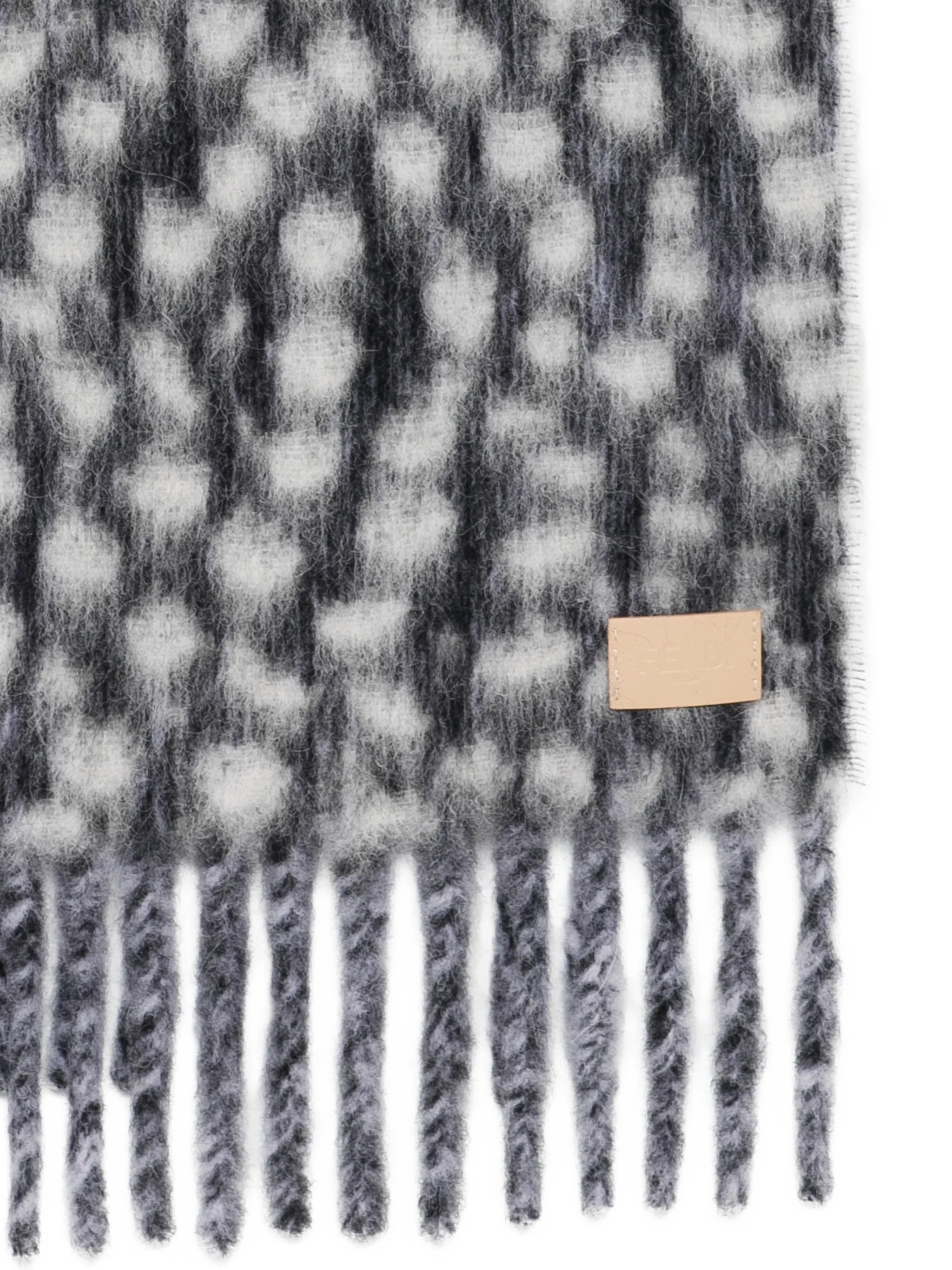 dot-pattern fringed scarf