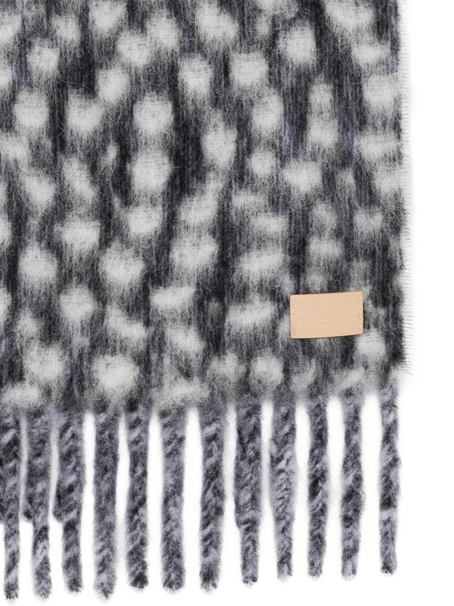 dot-pattern fringed scarf