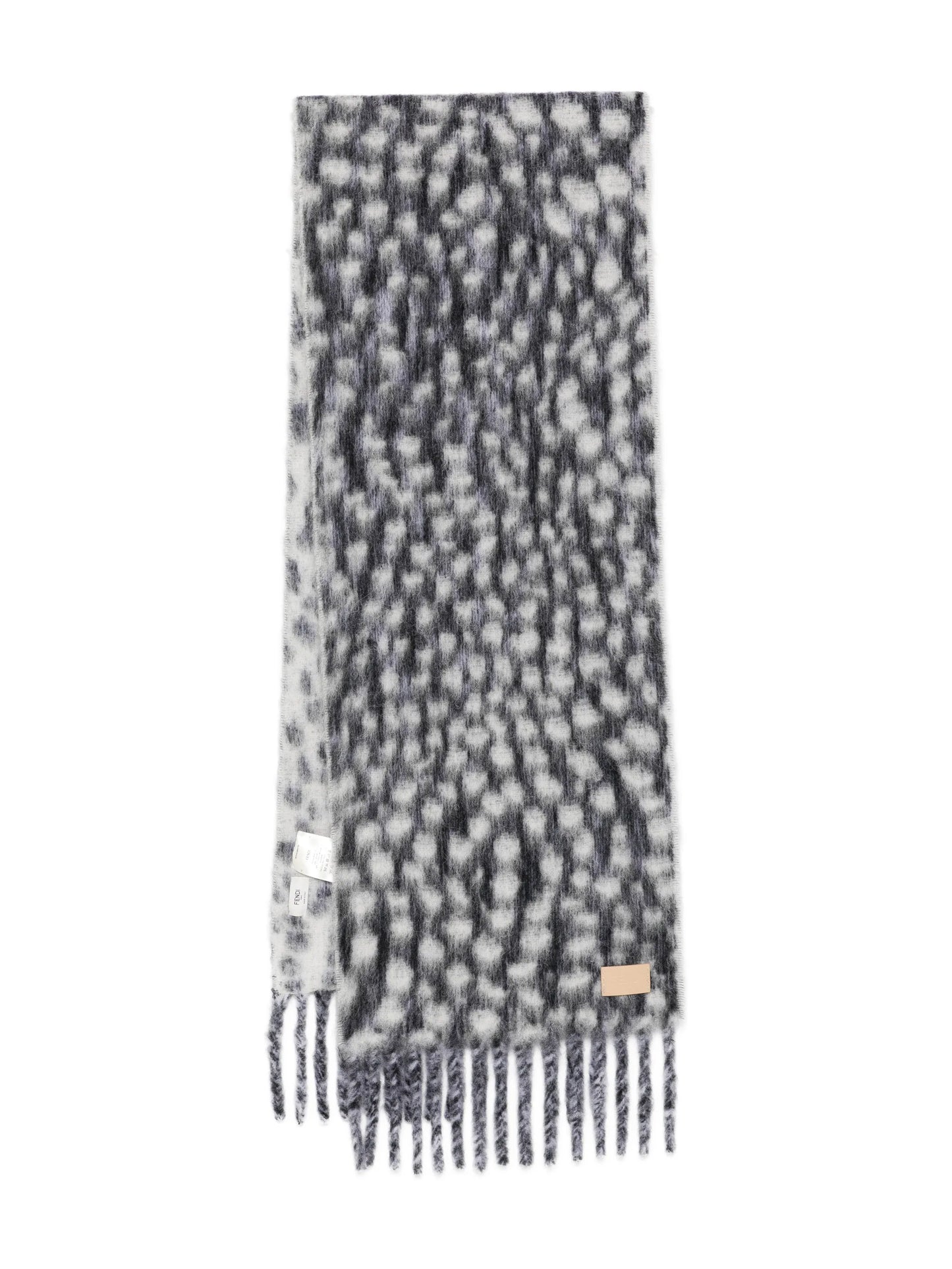 dot-pattern fringed scarf