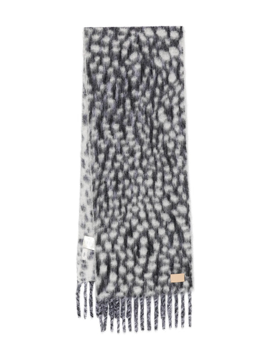 dot-pattern fringed scarf