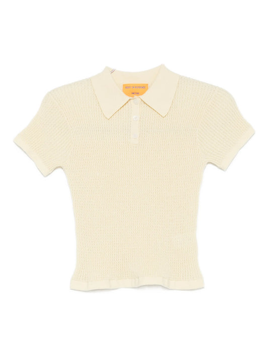 shrunken-effect polo top