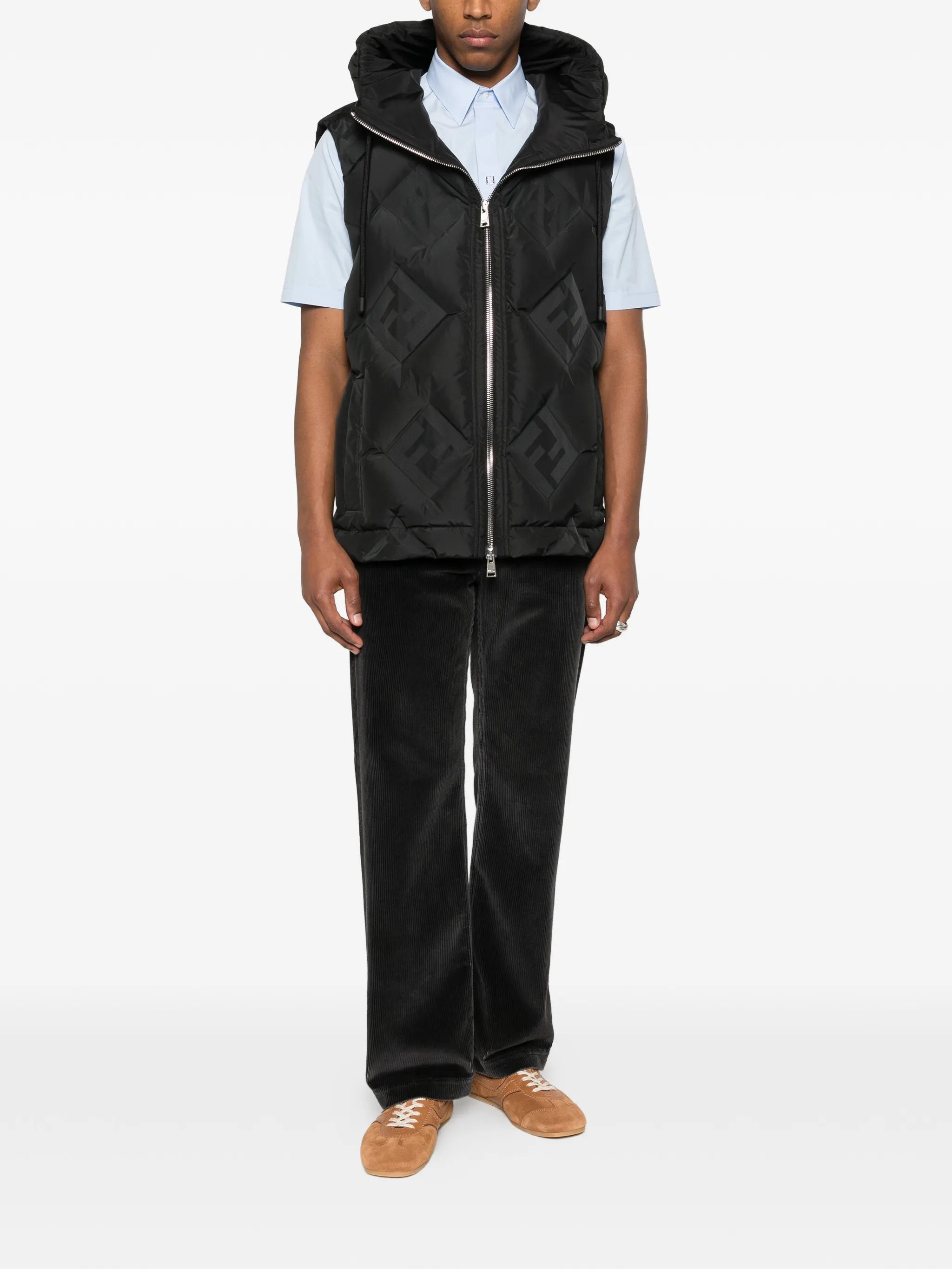 FF-jacquard hooded gilet