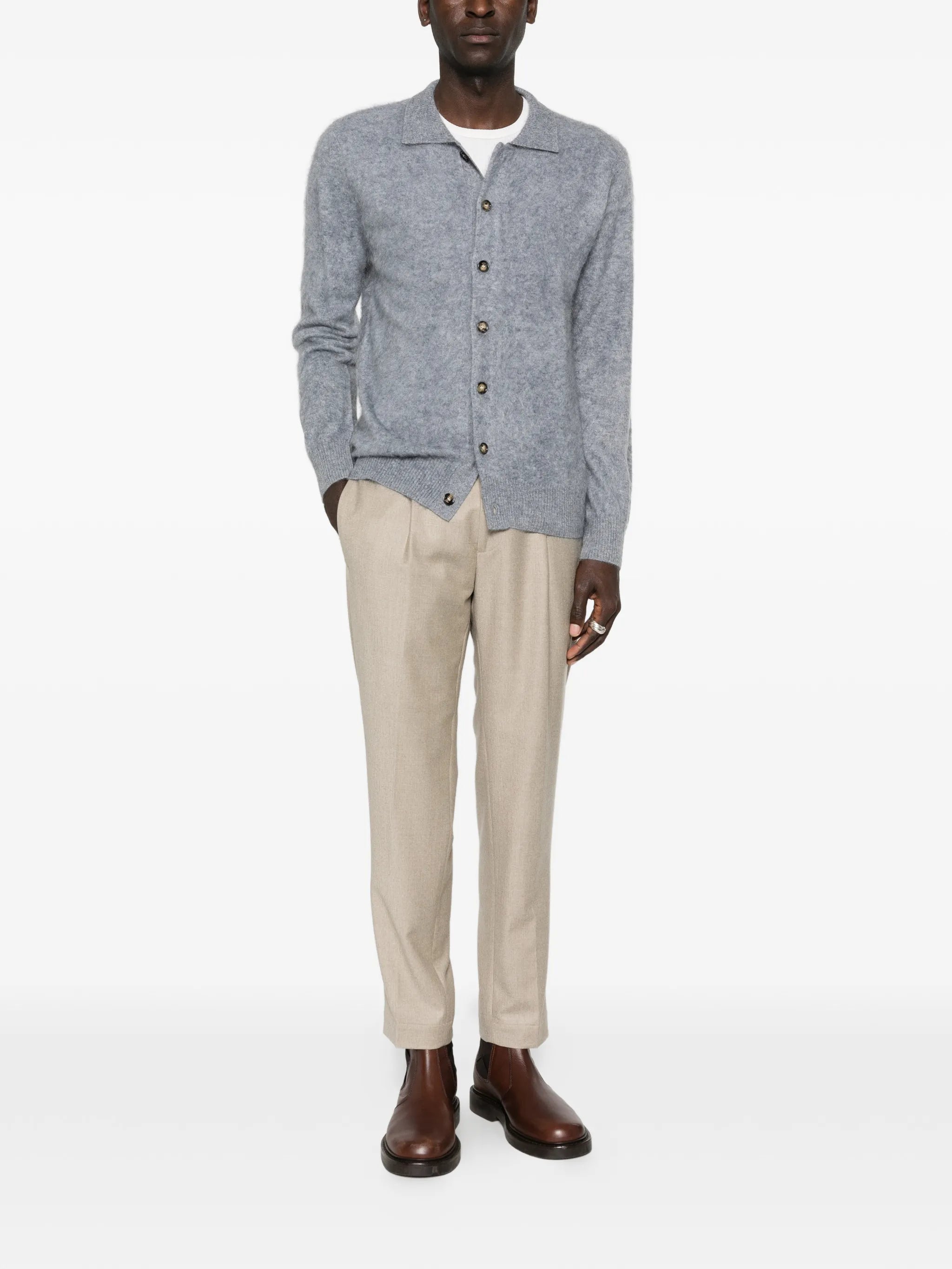 Mr Brown button-down collared cardigan