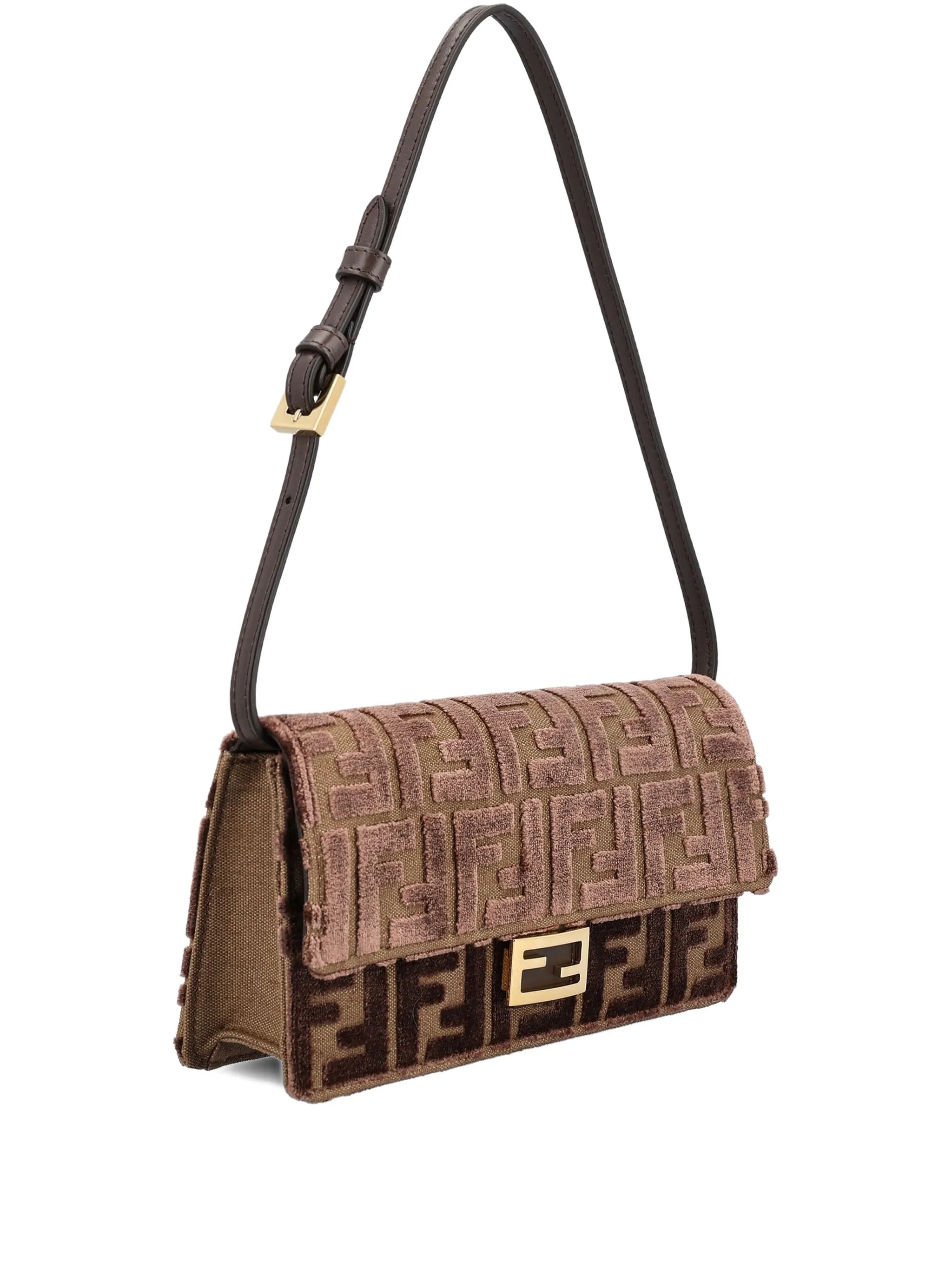 jacquard-pattern buckle shoulder bag