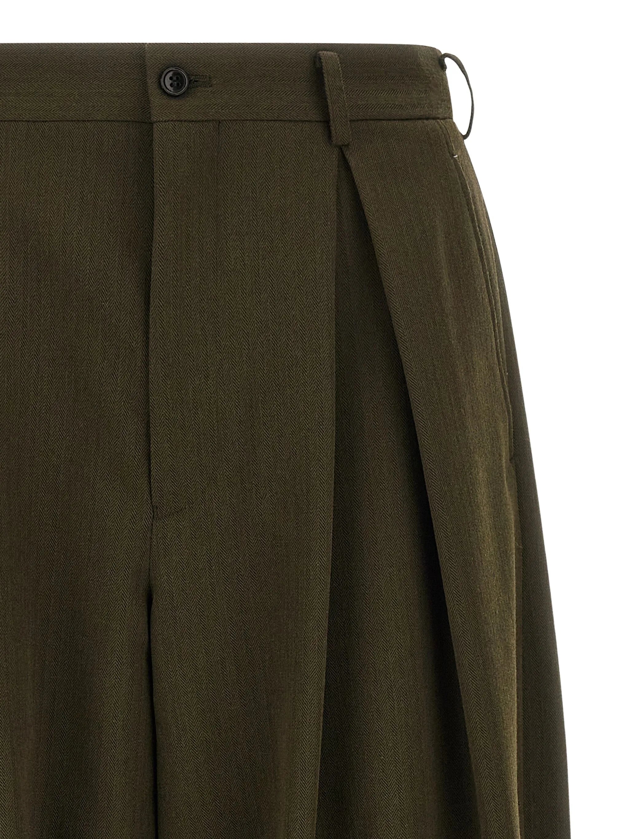 Herringbone pleated trousers