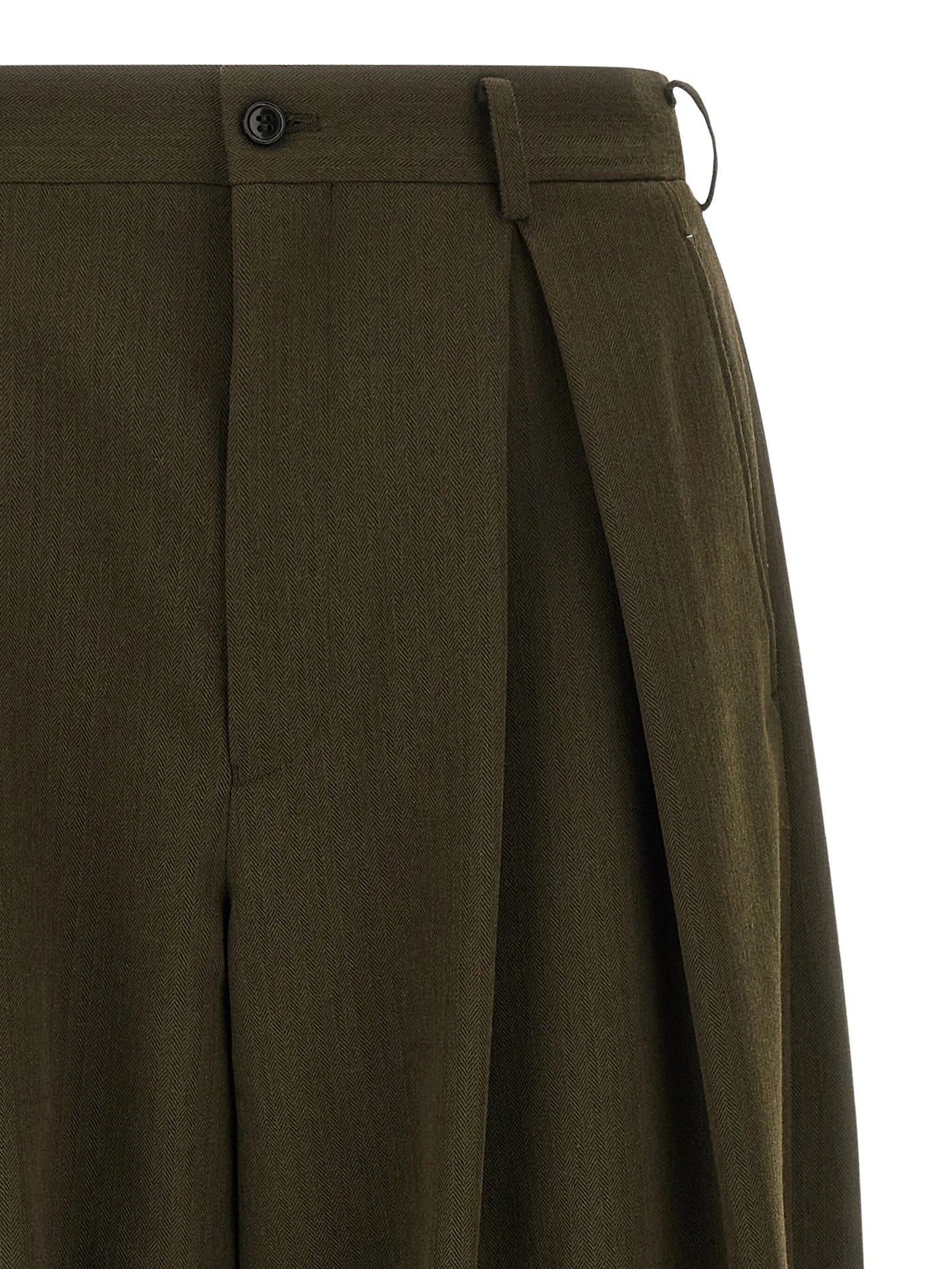 Herringbone pleated trousers