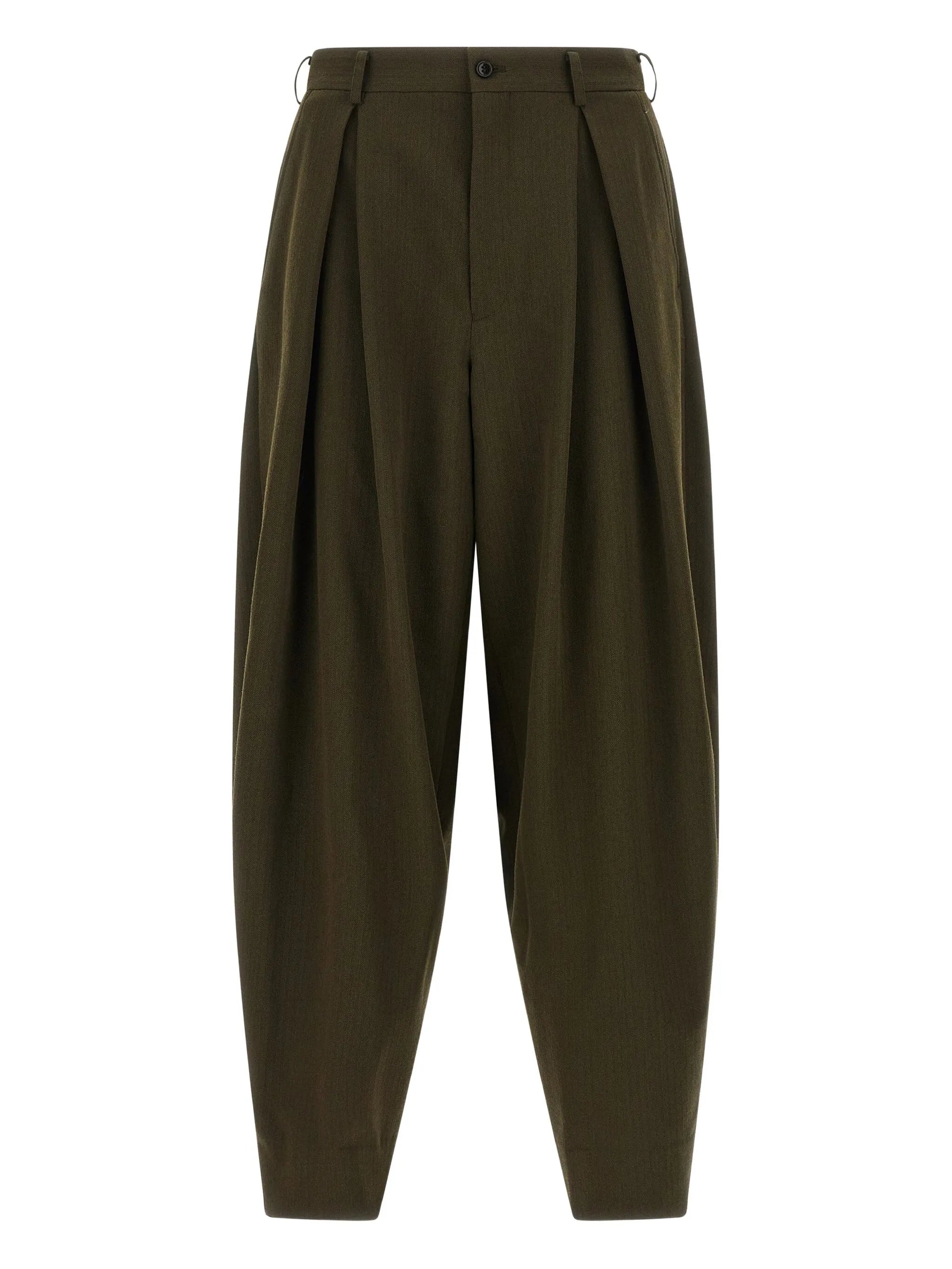 Herringbone pleated trousers