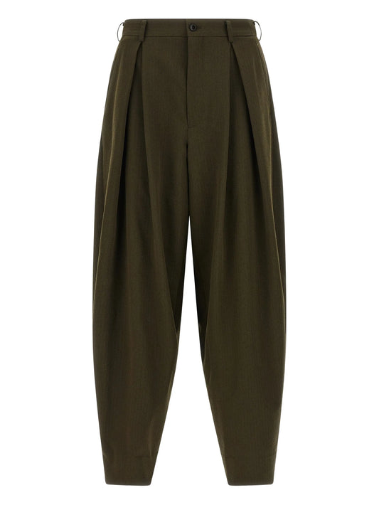 Herringbone pleated trousers