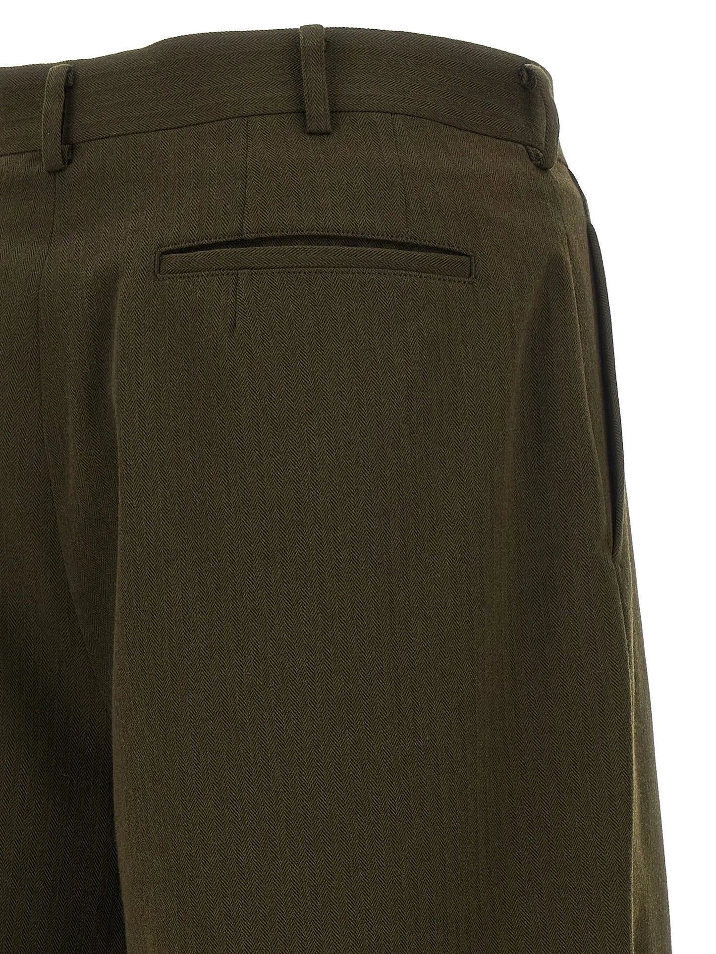 Herringbone pleated trousers