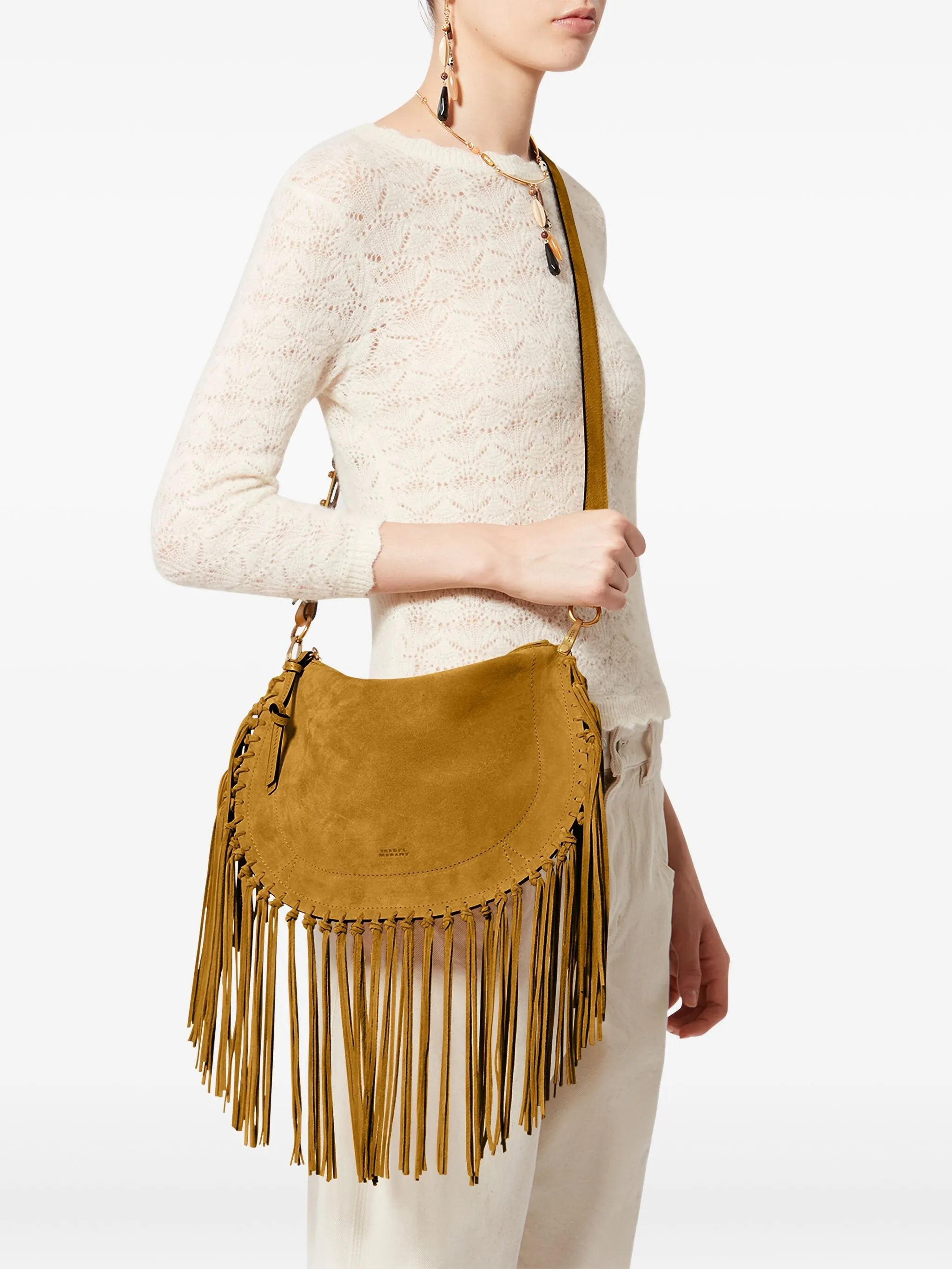 Oskan fringed zip soft shoulder strap