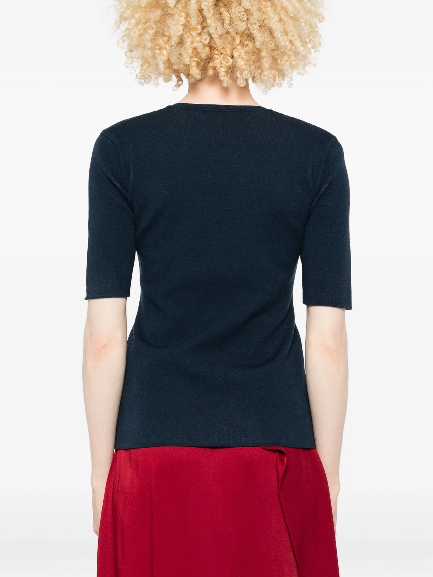 floral-motif knitted T-shirt
