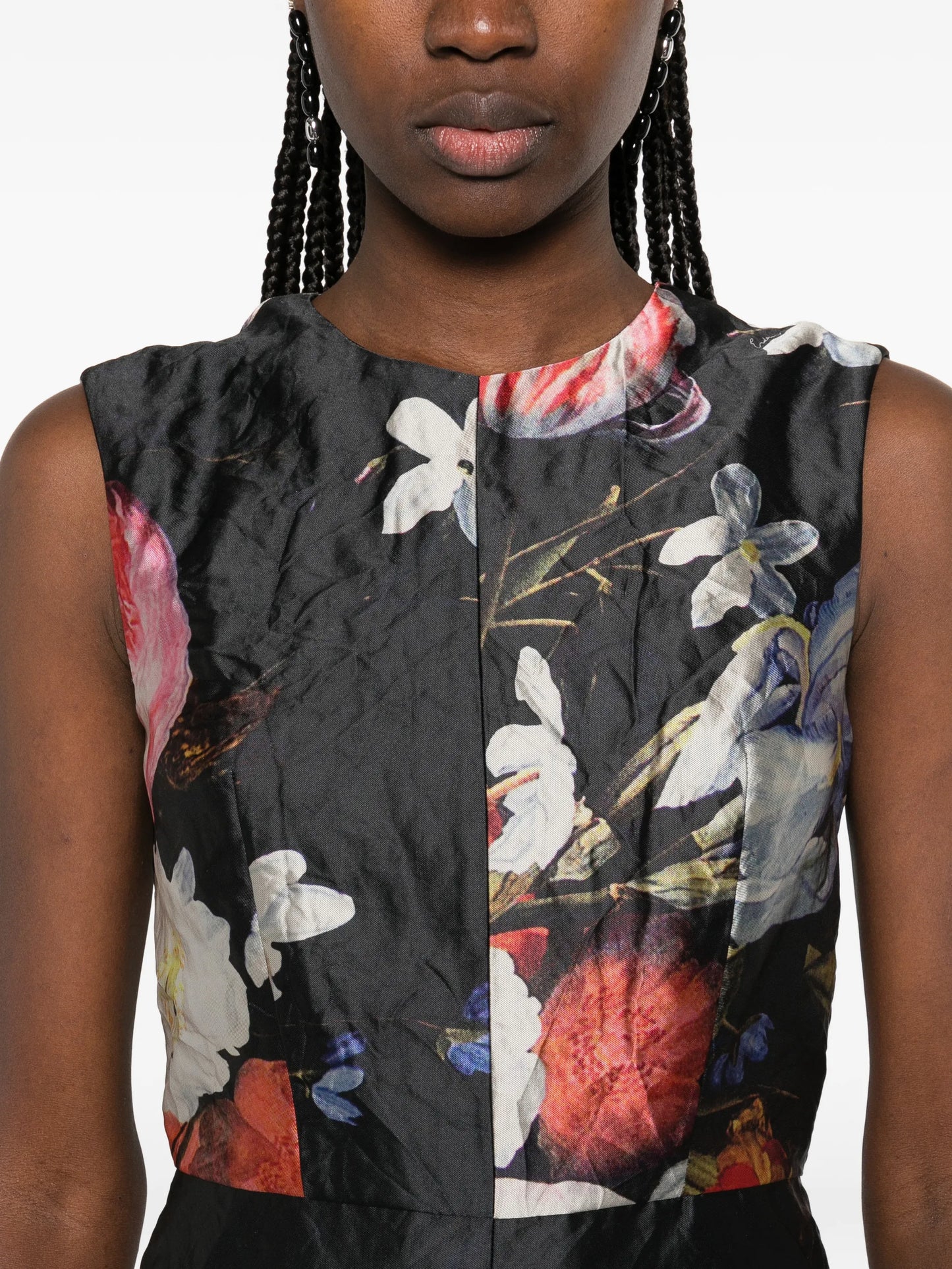 sleeveless floral midi dress