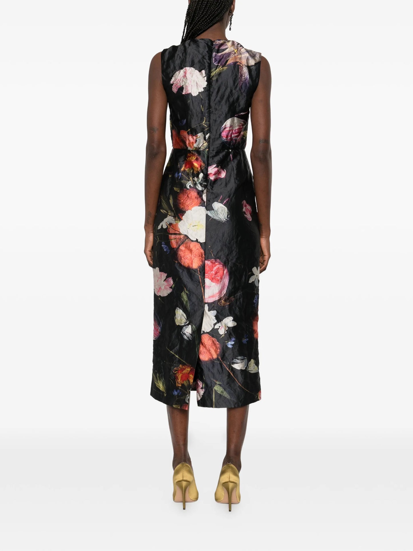 sleeveless floral midi dress