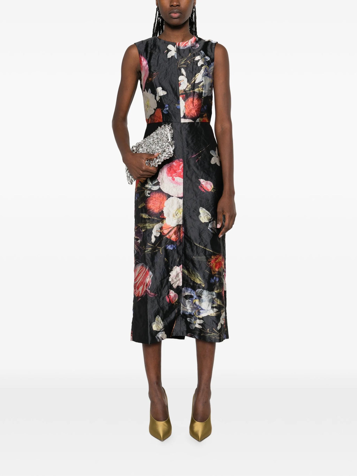 sleeveless floral midi dress