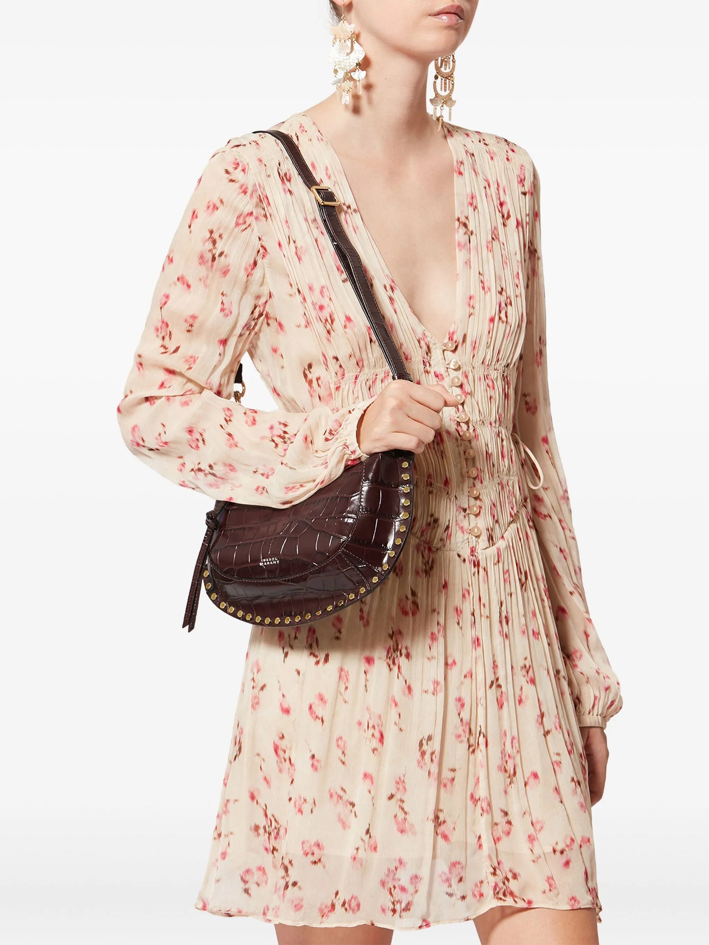 Oskan studded croc-embossed shoulder bag