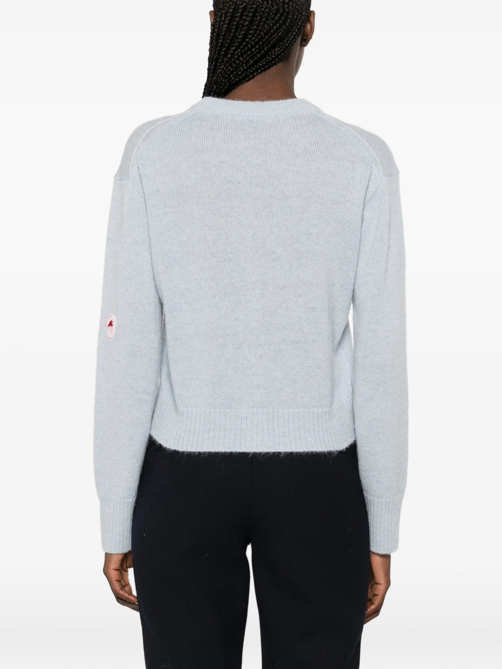 floral-embellished crew-neck cardigan